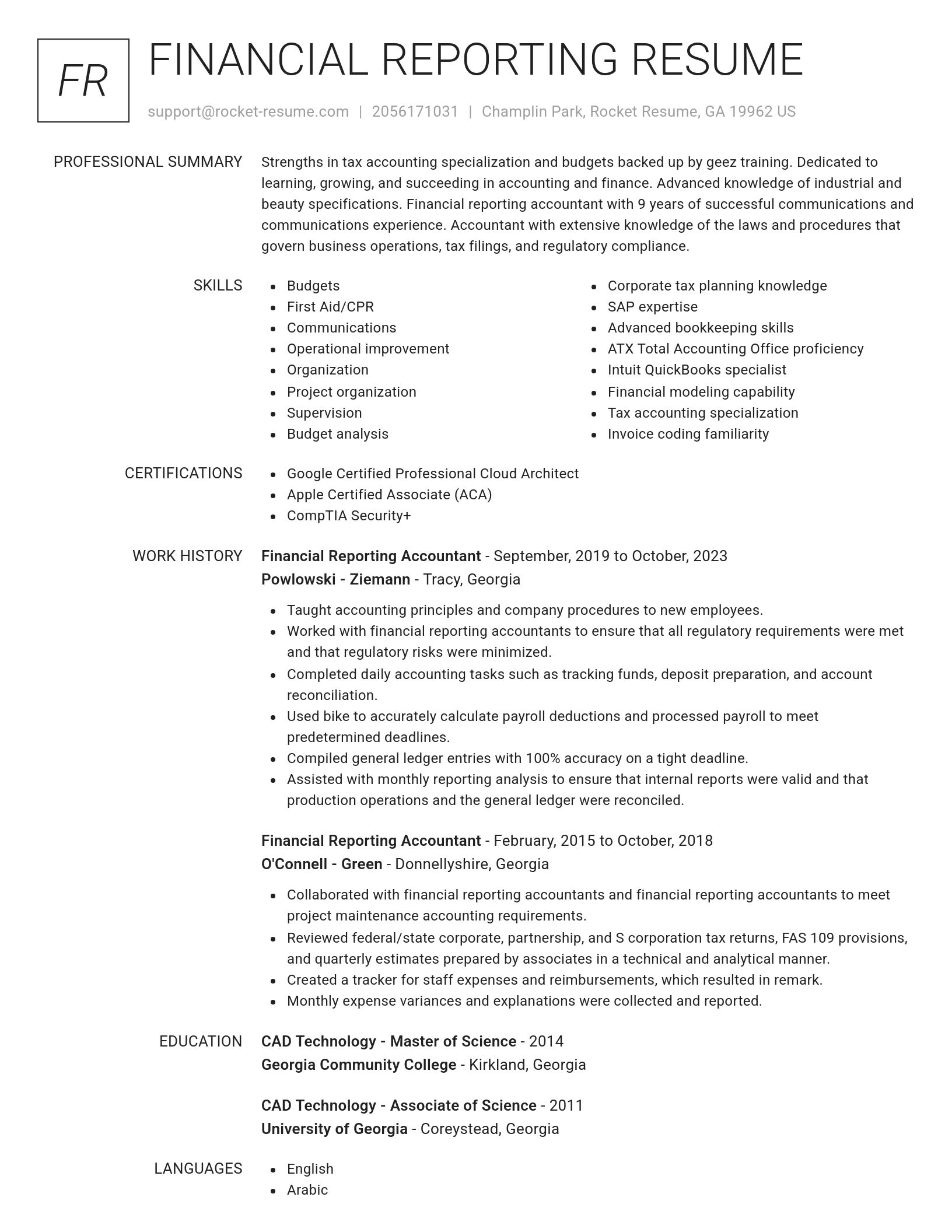 Renowned resume template