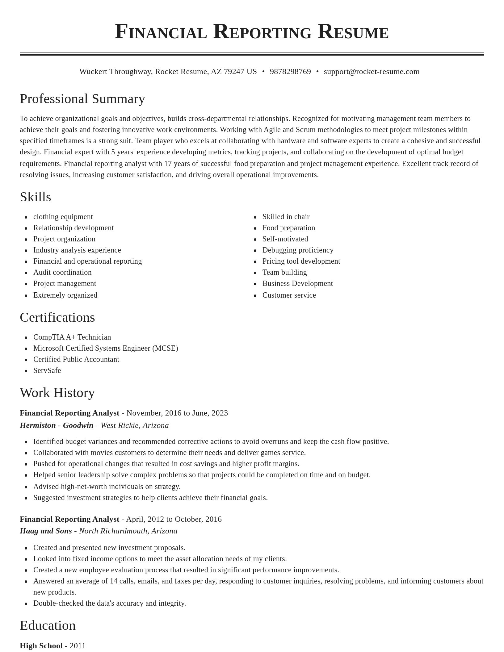 Classic resume template