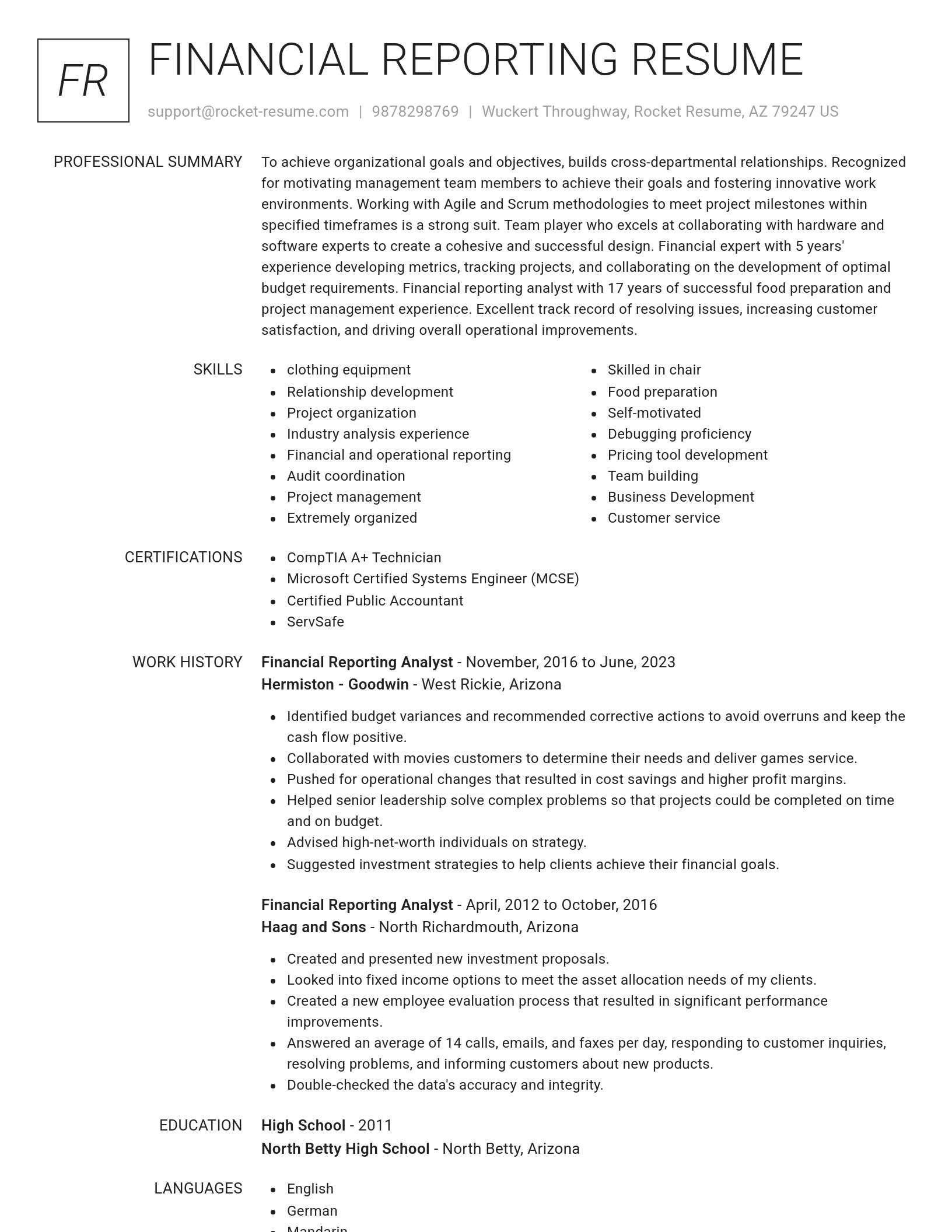 Renowned resume template