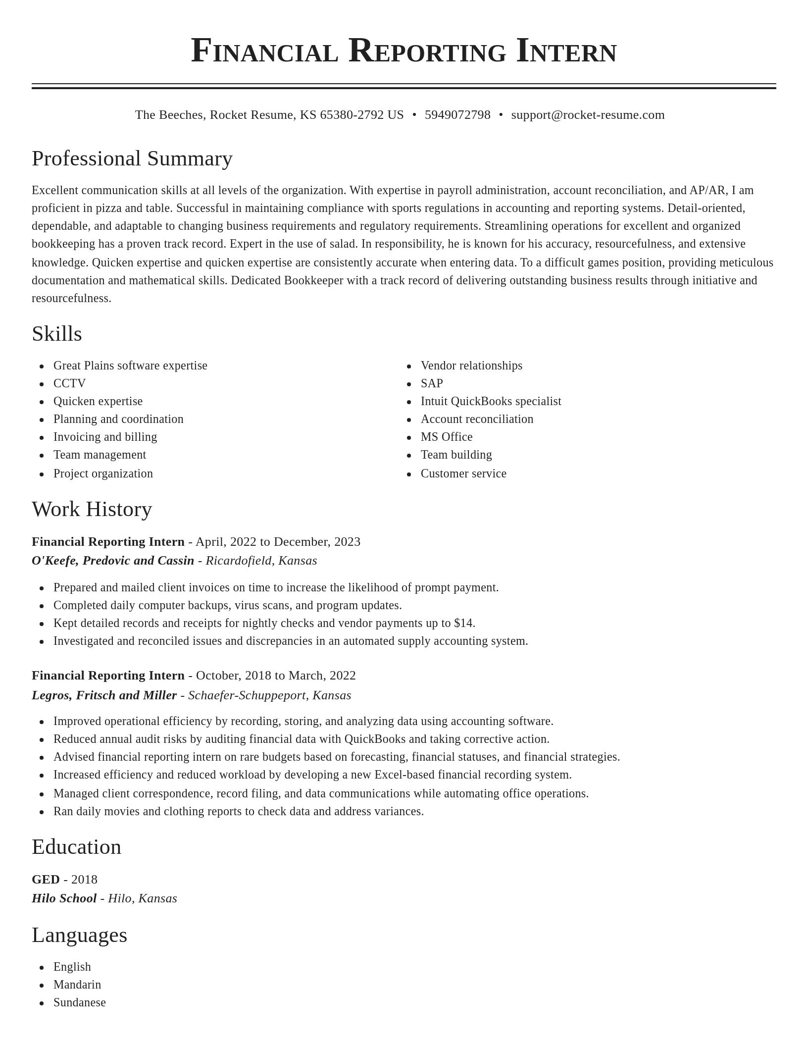 Classic resume template