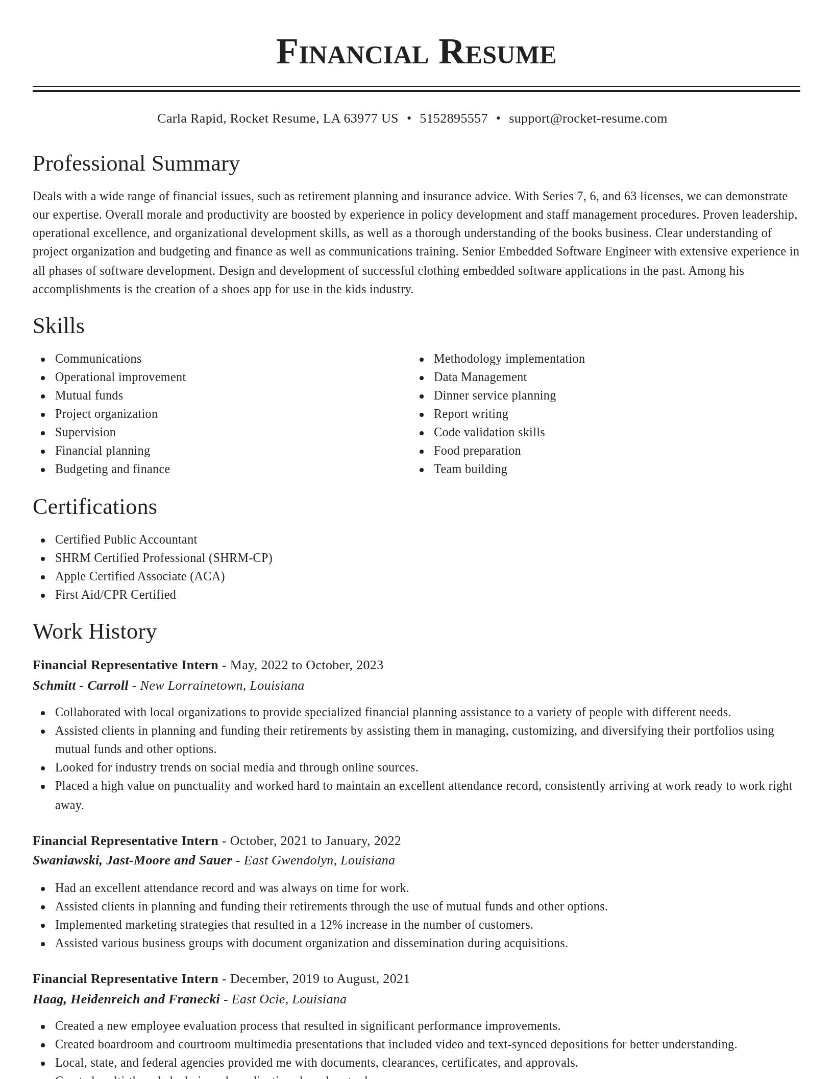 Classic resume template