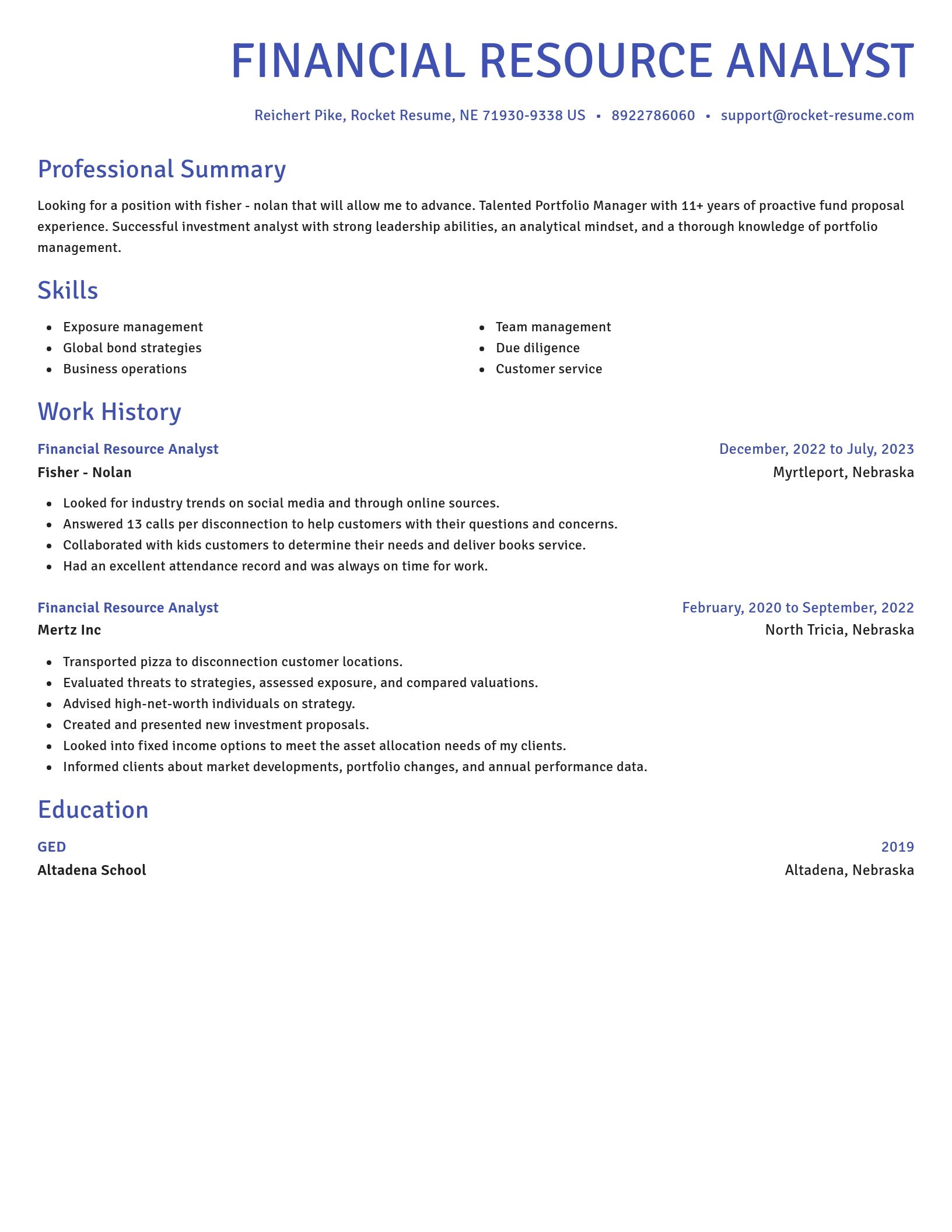 Novel resume template