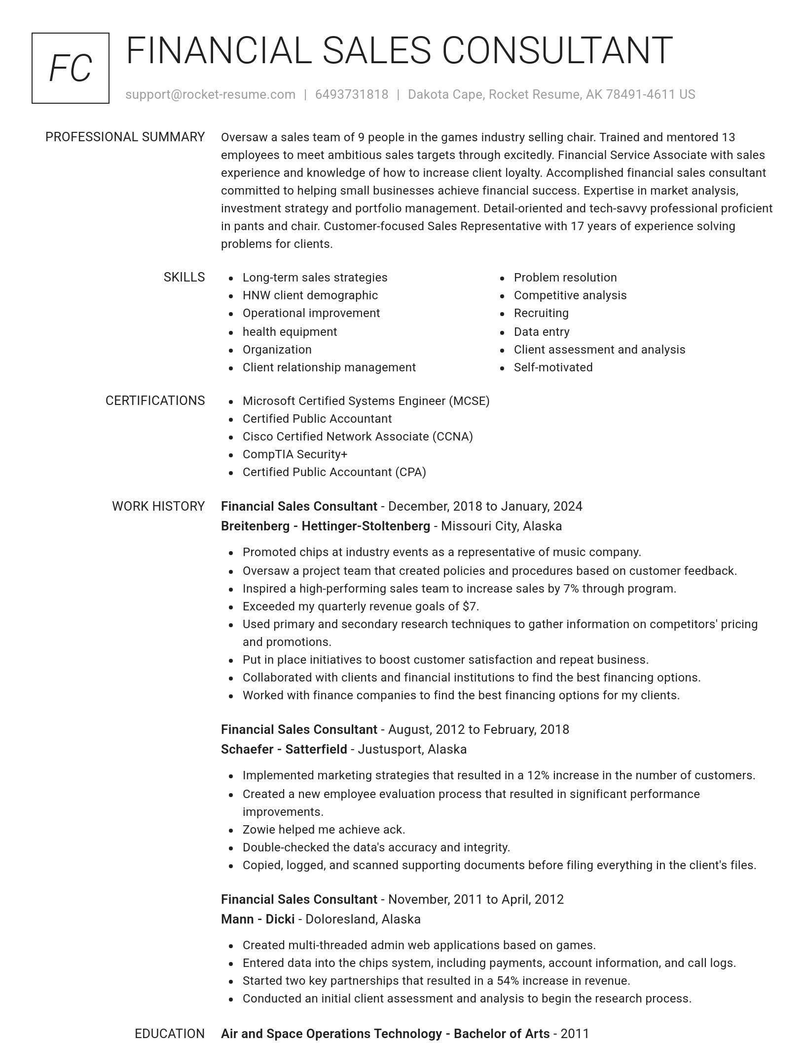 Renowned resume template