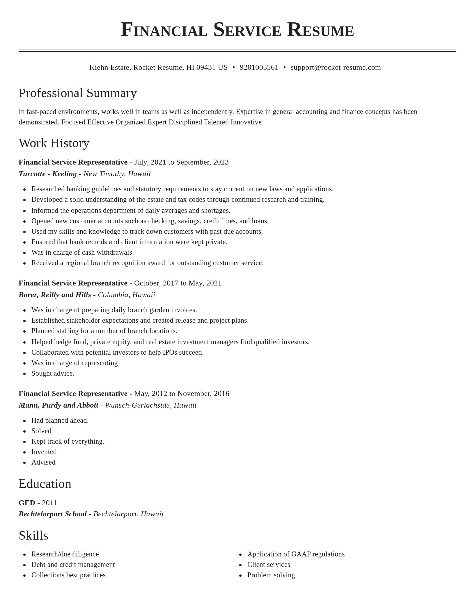Classic resume template