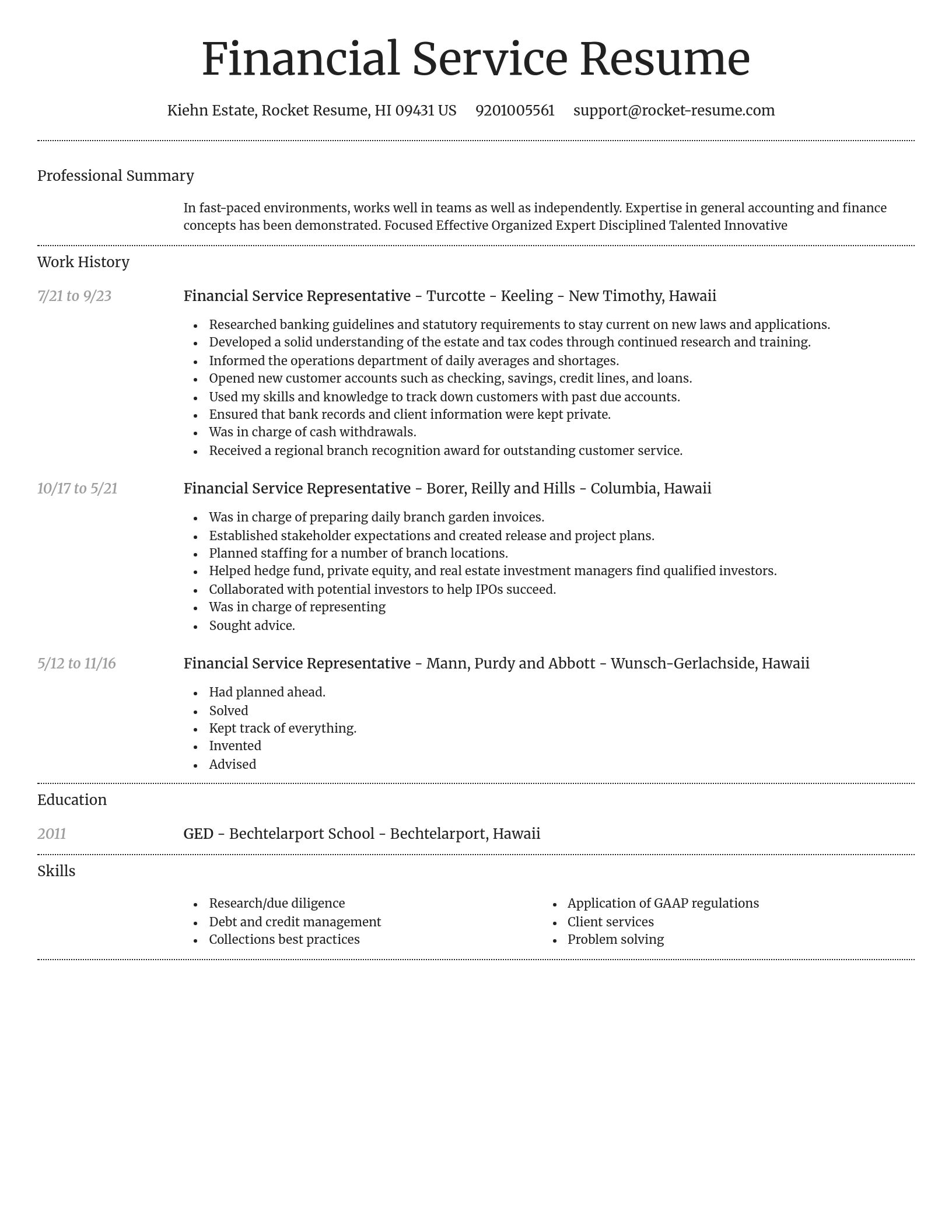 Dignified resume template