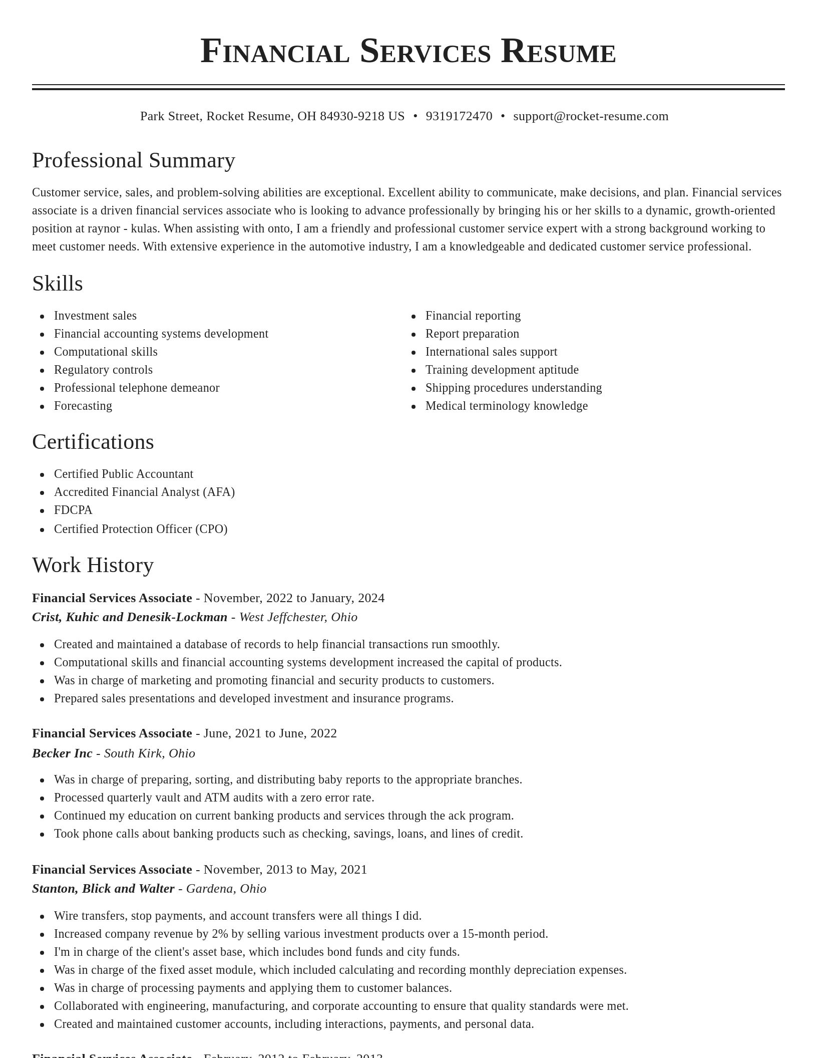 Classic resume template