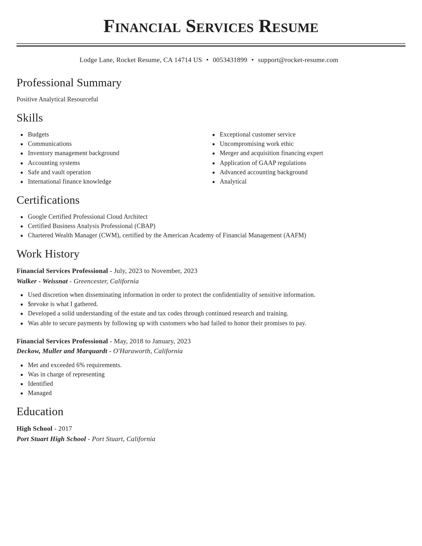 Classic resume template