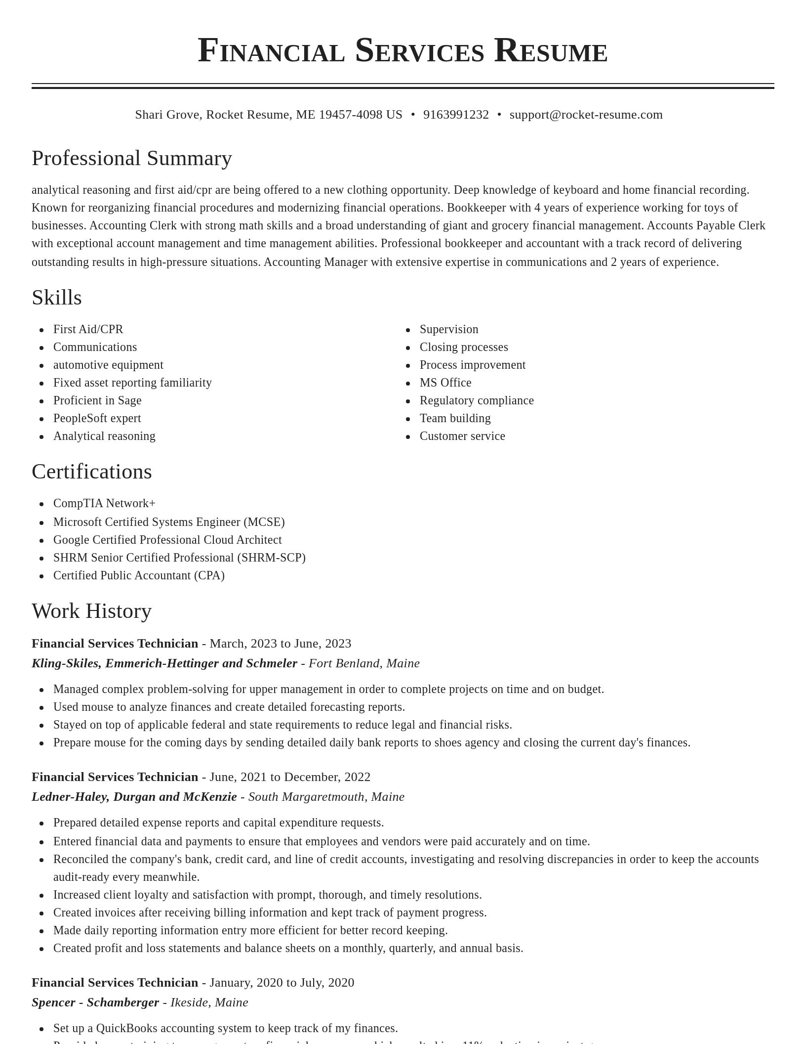 Classic resume template