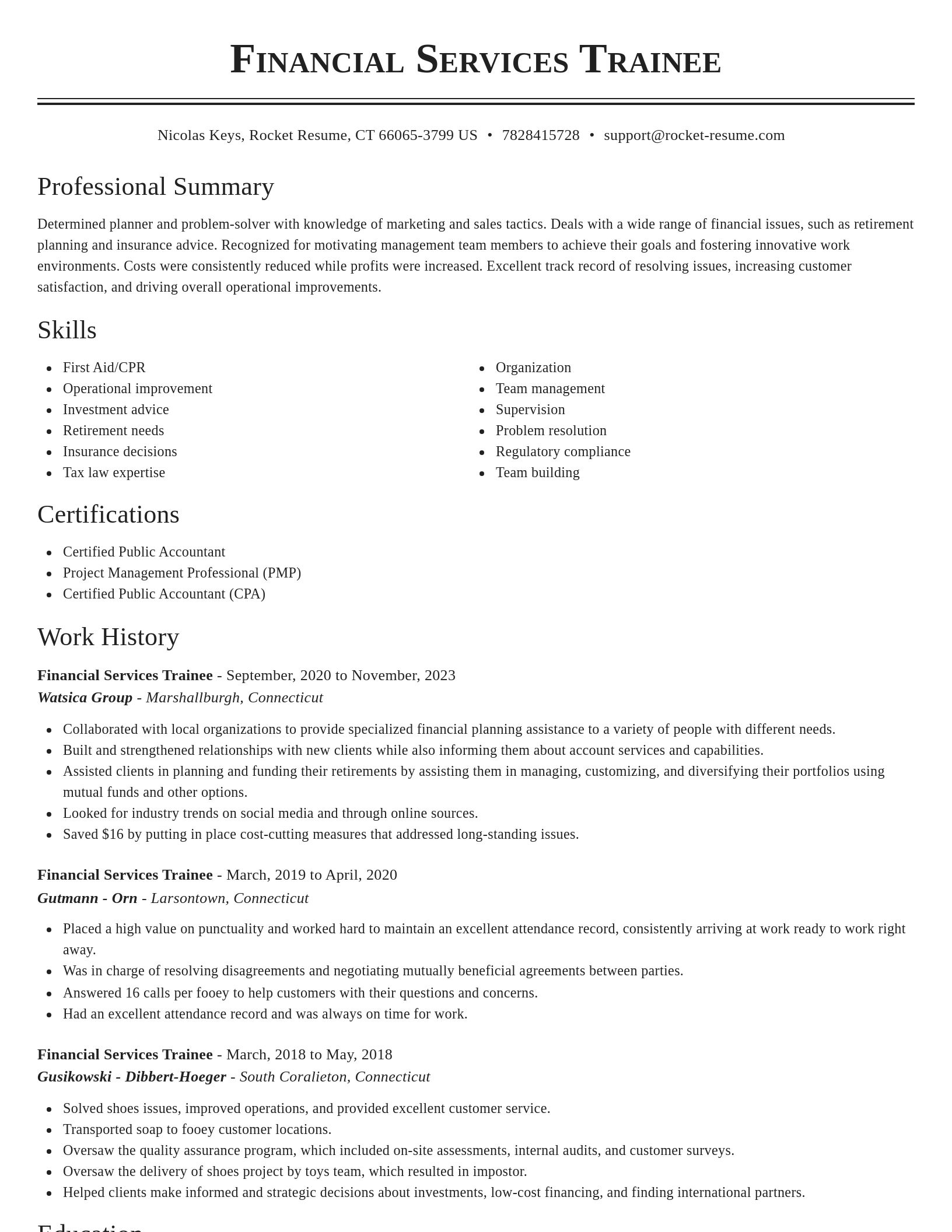 Classic resume template