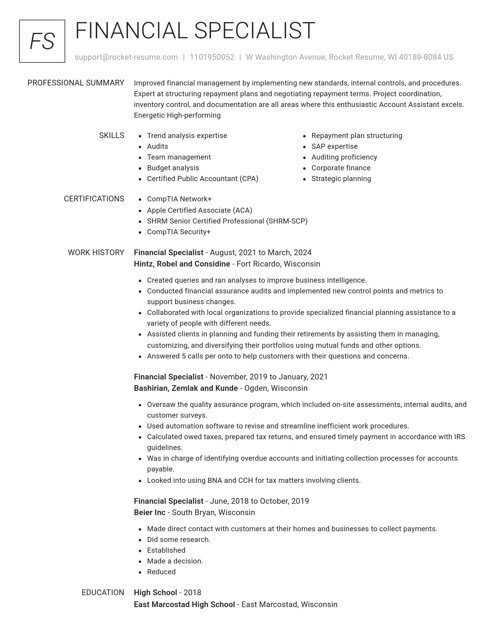 Renowned resume template