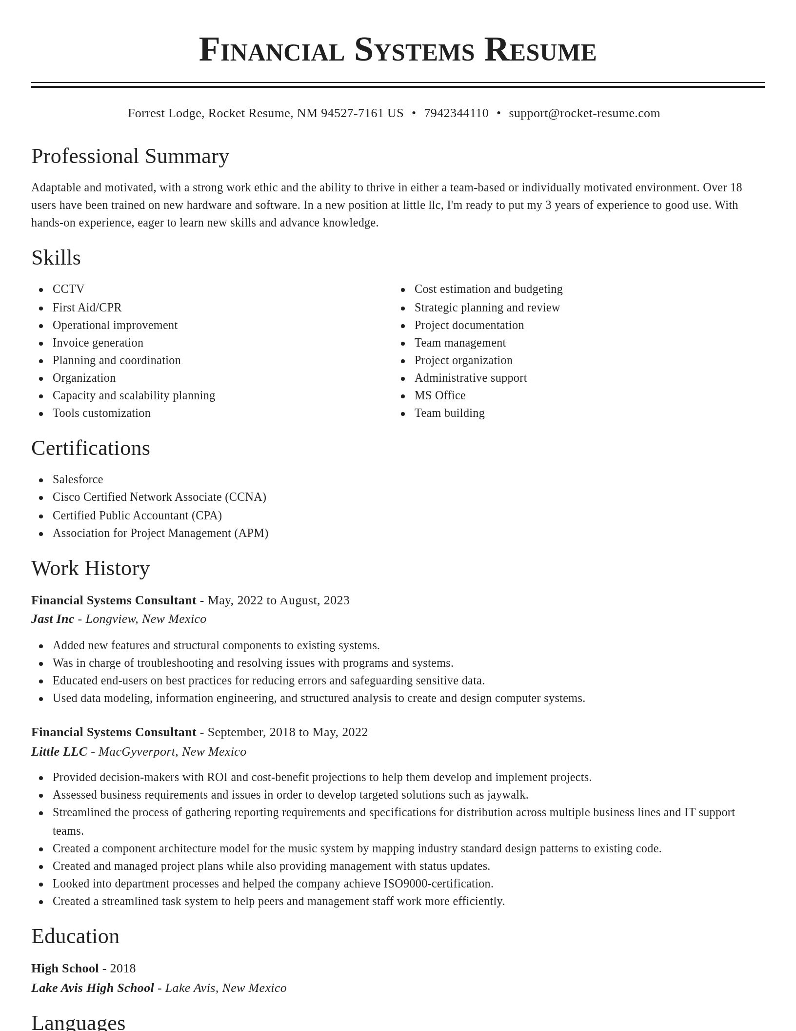 Classic resume template