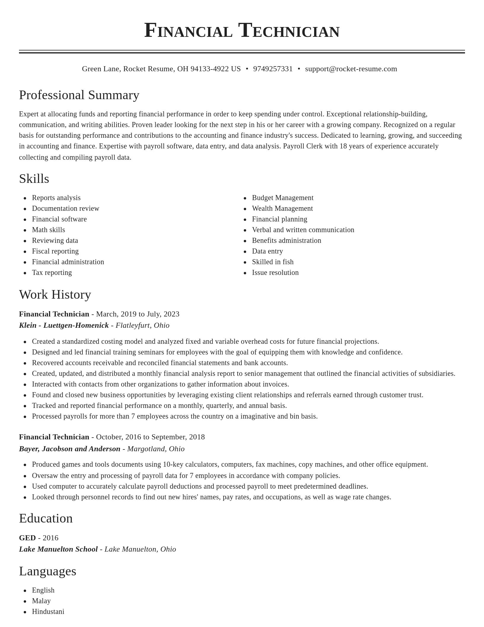 Classic resume template