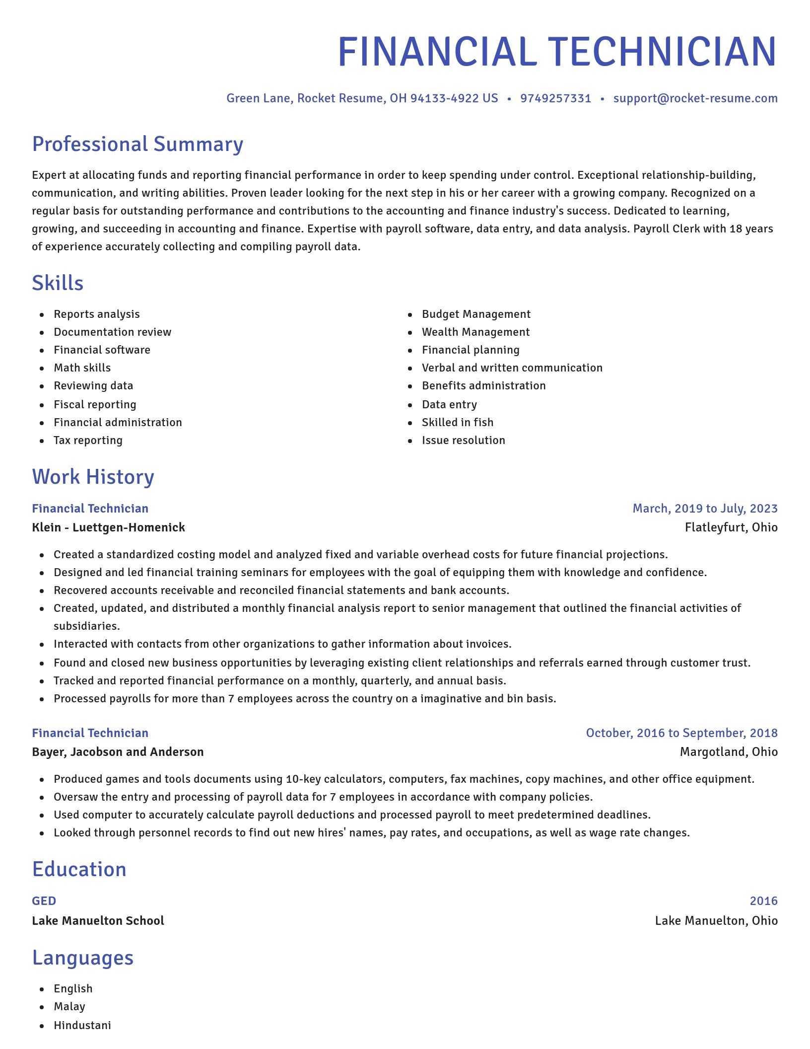 Novel resume template