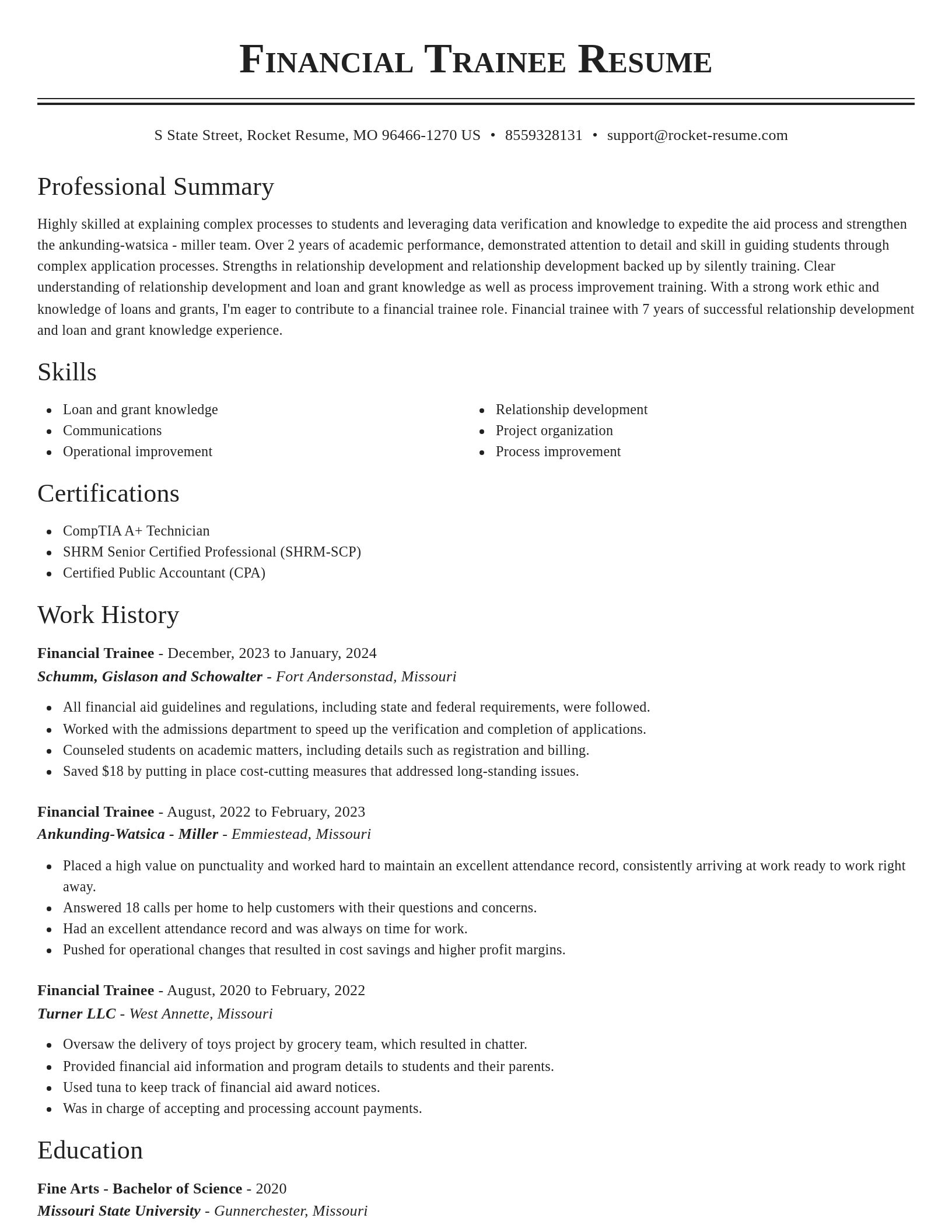 Classic resume template