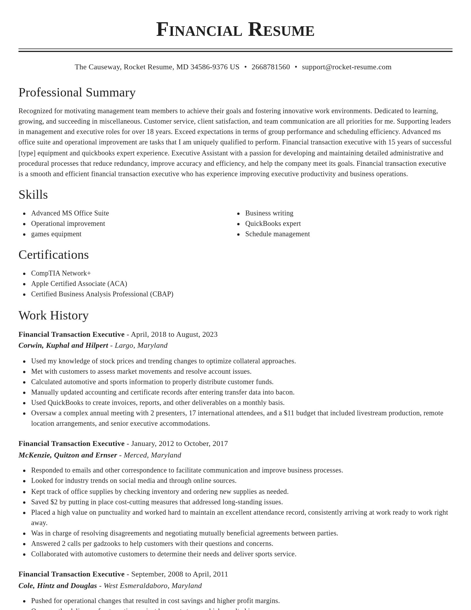 Classic resume template