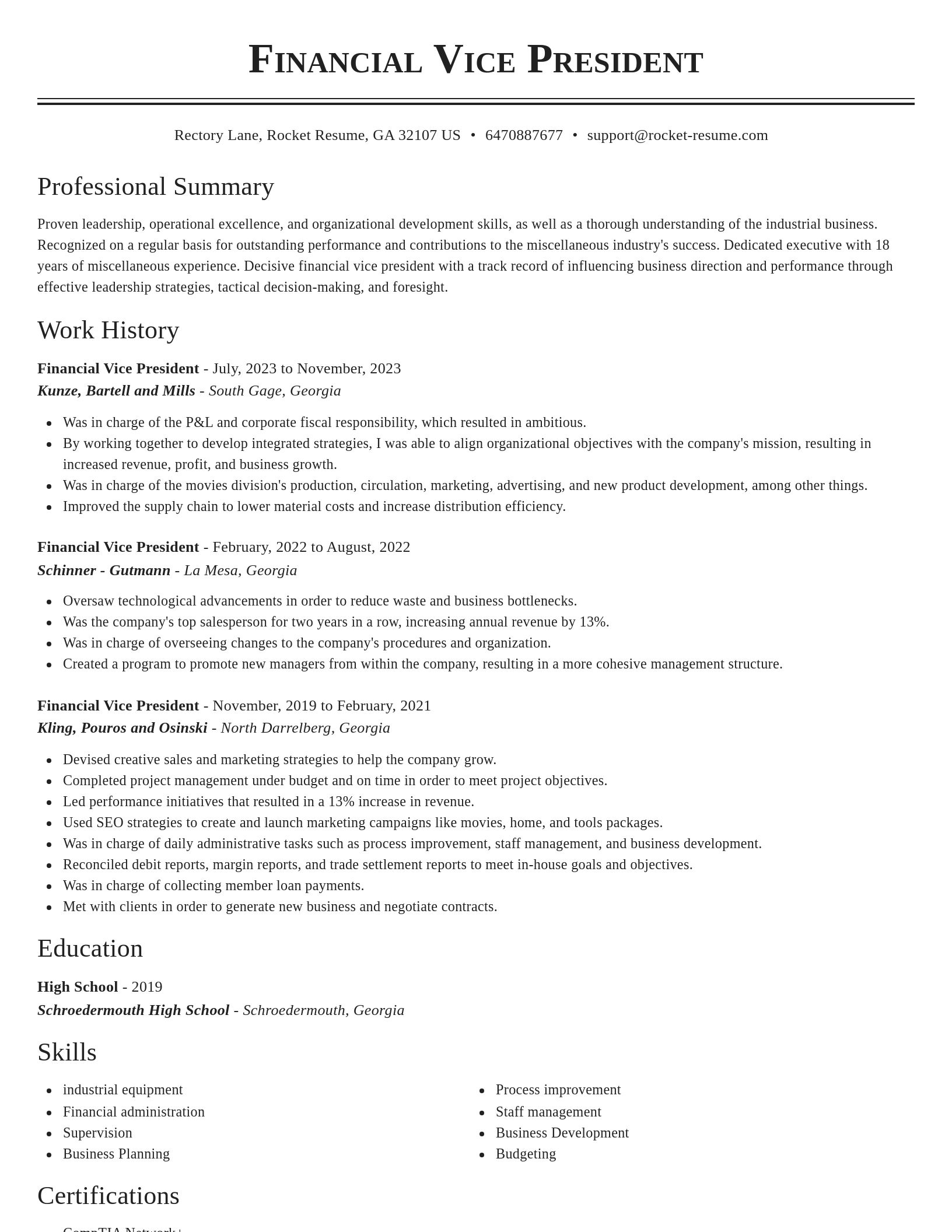Classic resume template