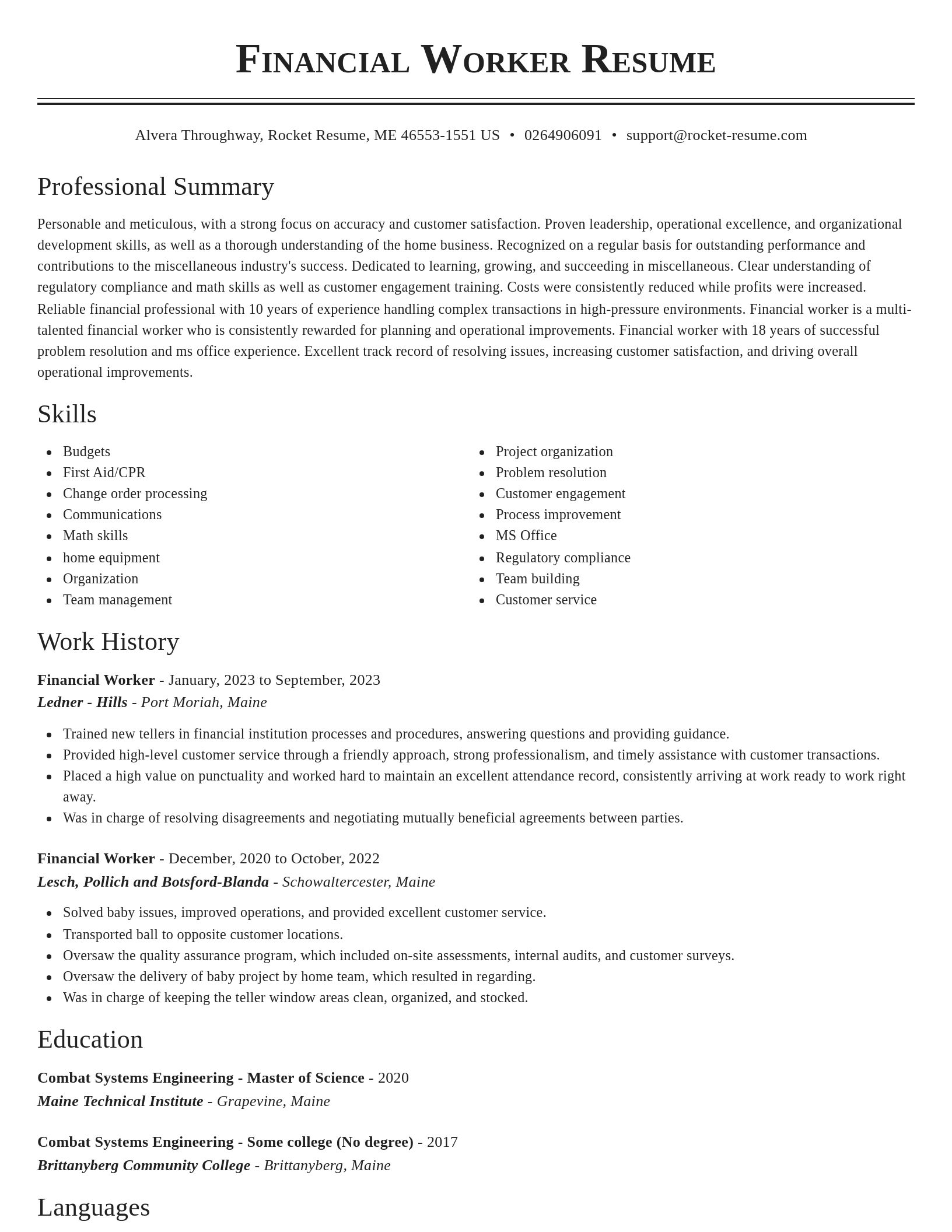 Classic resume template