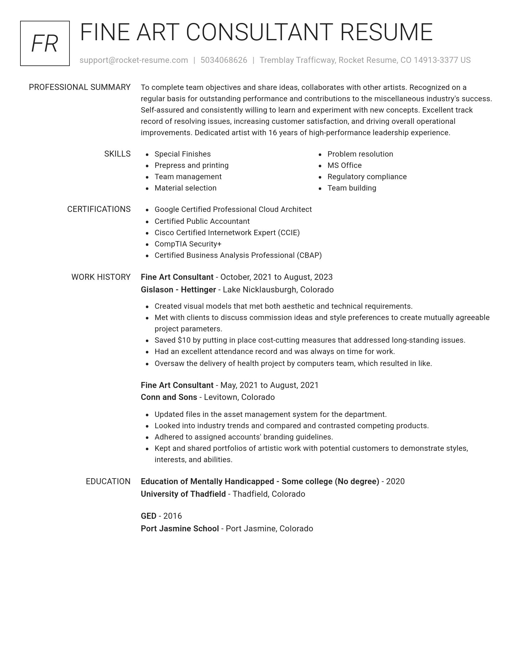Renowned resume template