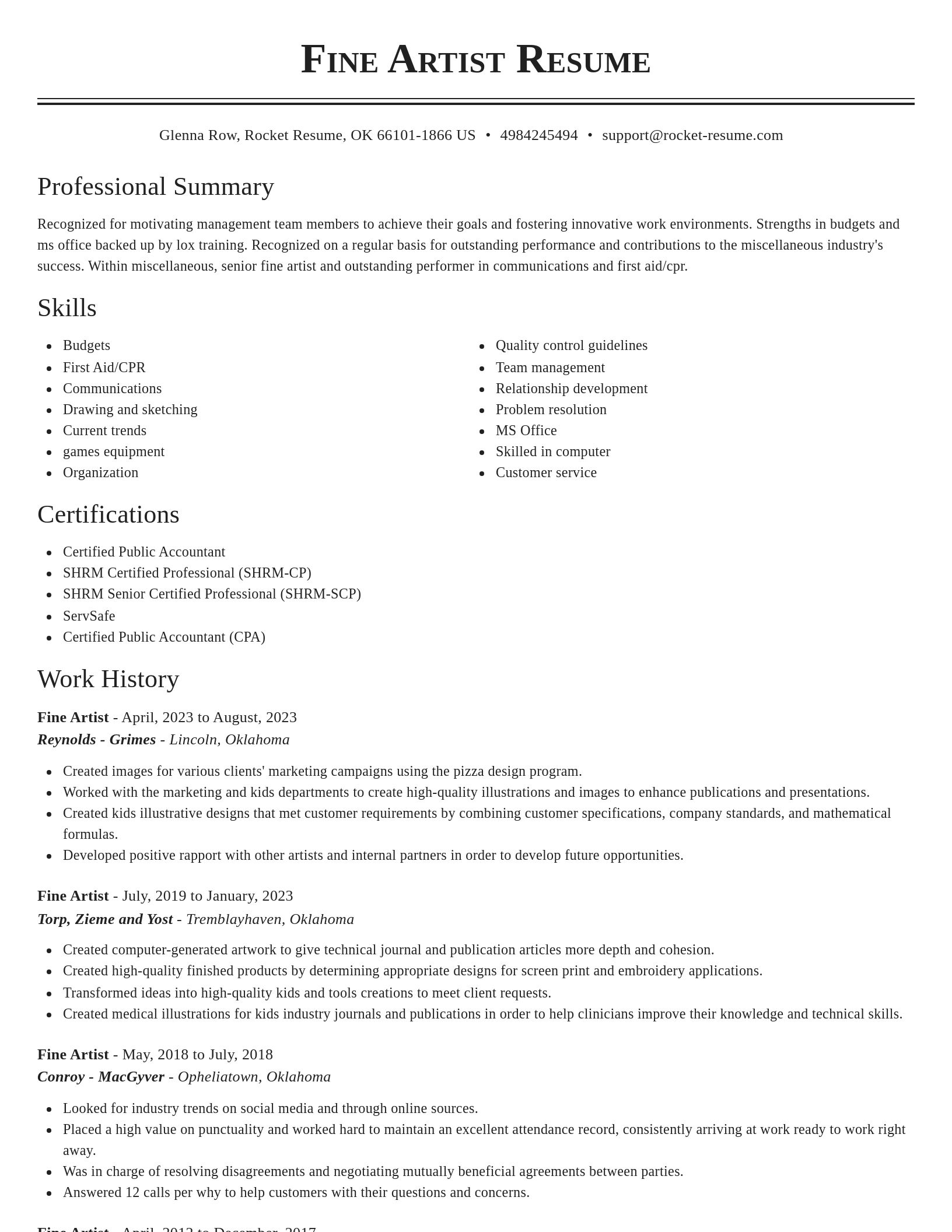 Classic resume template