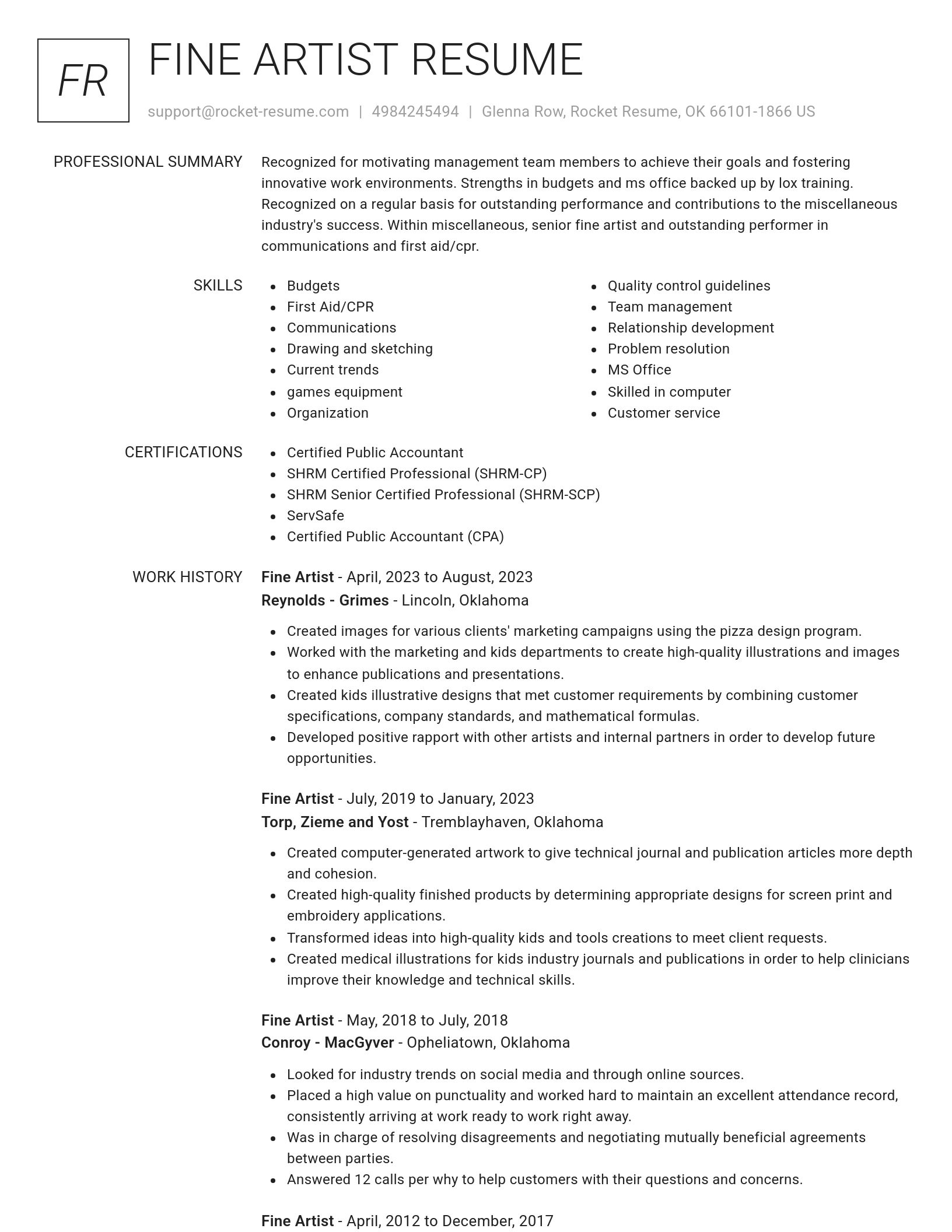 Renowned resume template