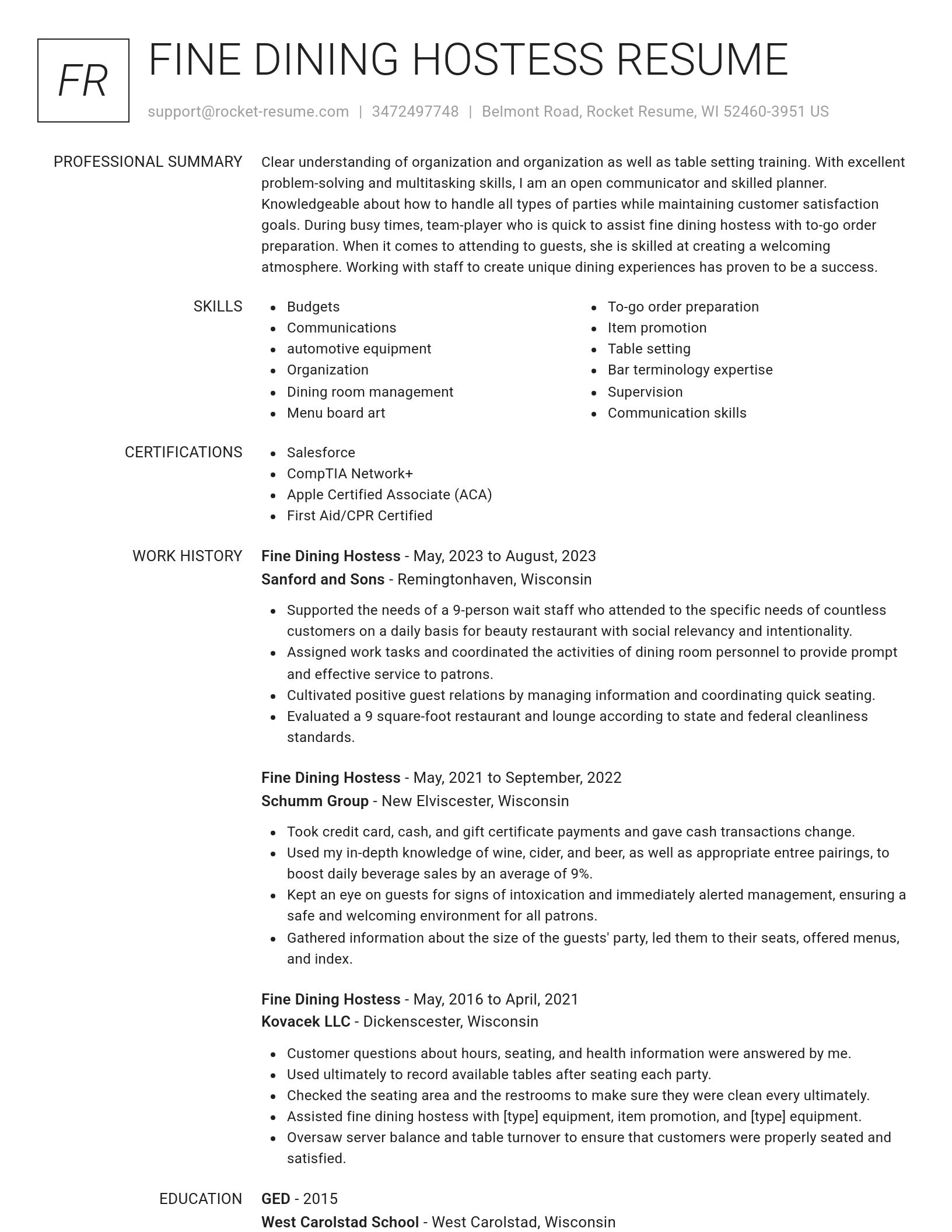 Renowned resume template