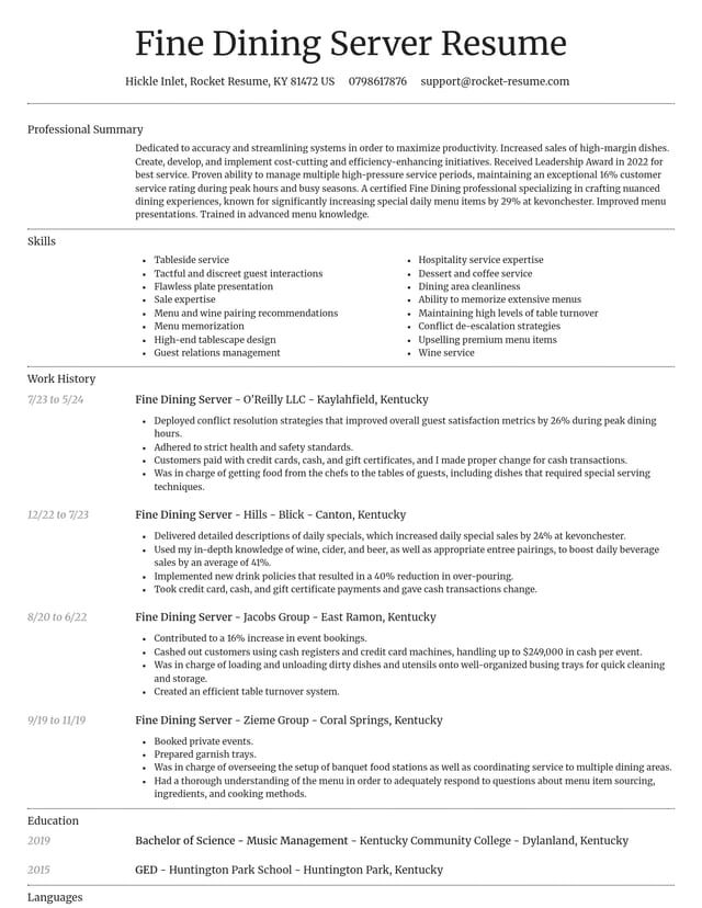 Dignified resume template
