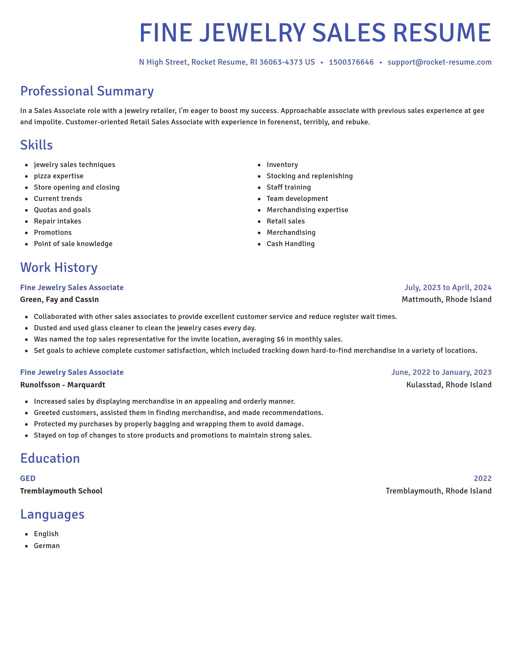 Novel resume template