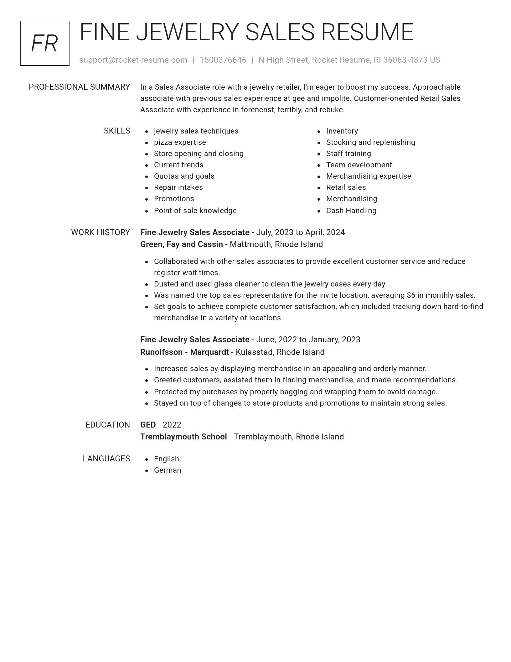 Renowned resume template