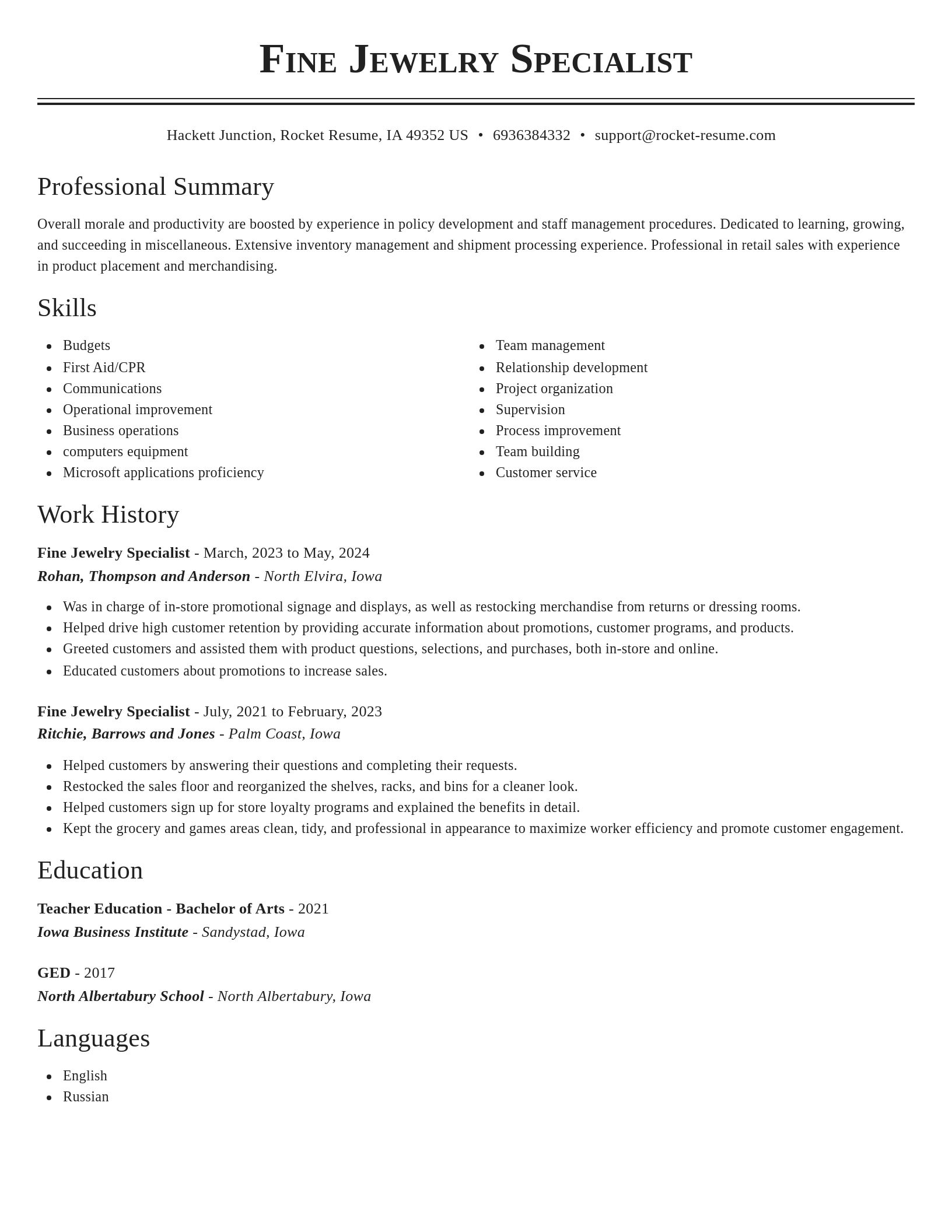 Classic resume template