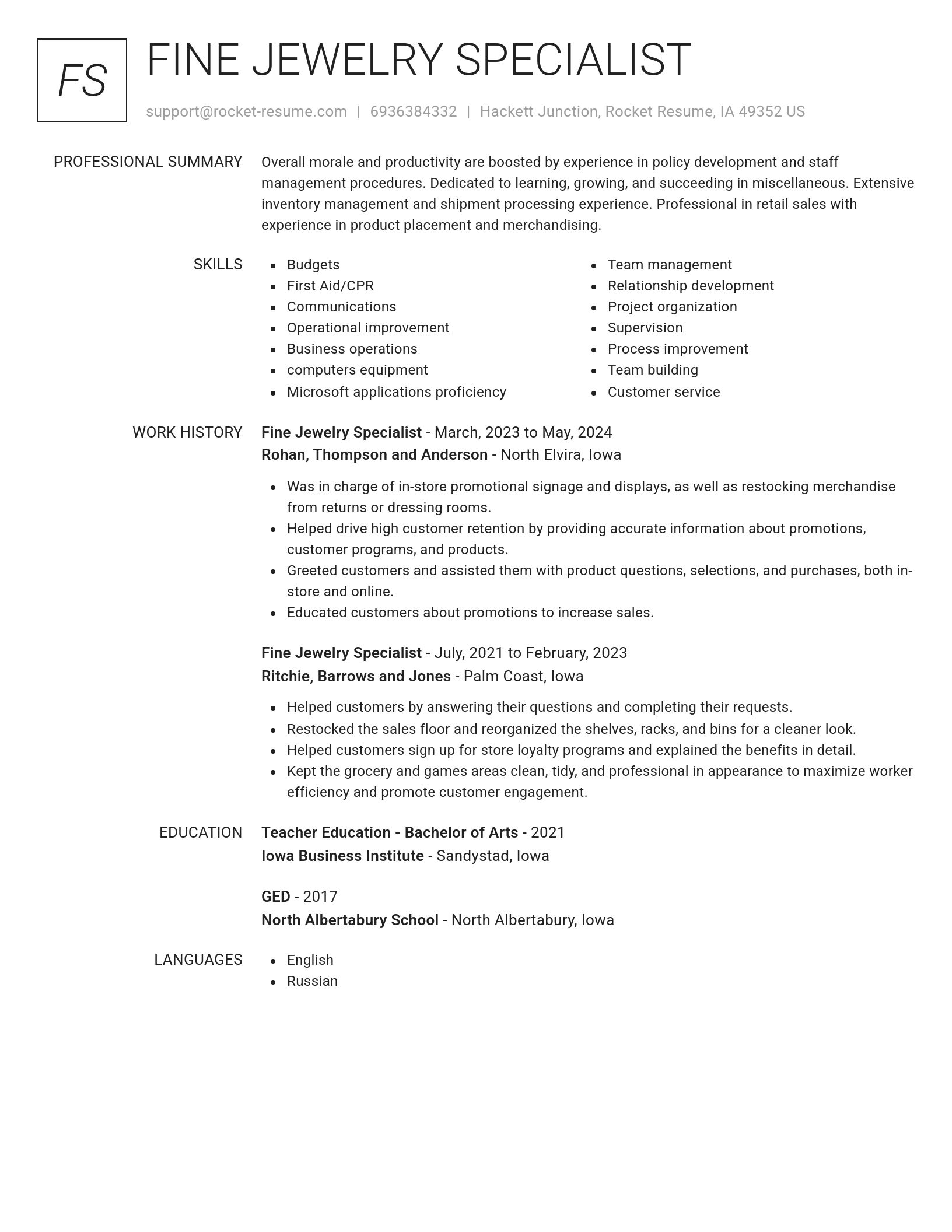 Renowned resume template