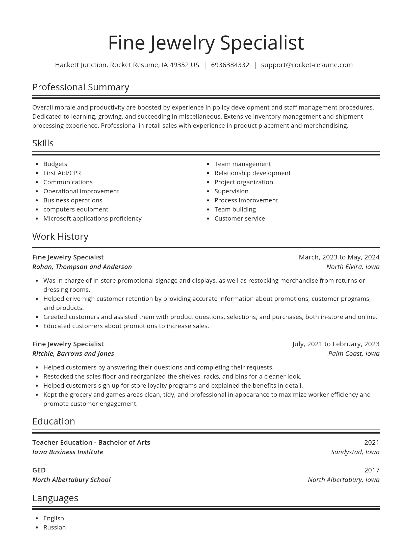 Spotlight resume template