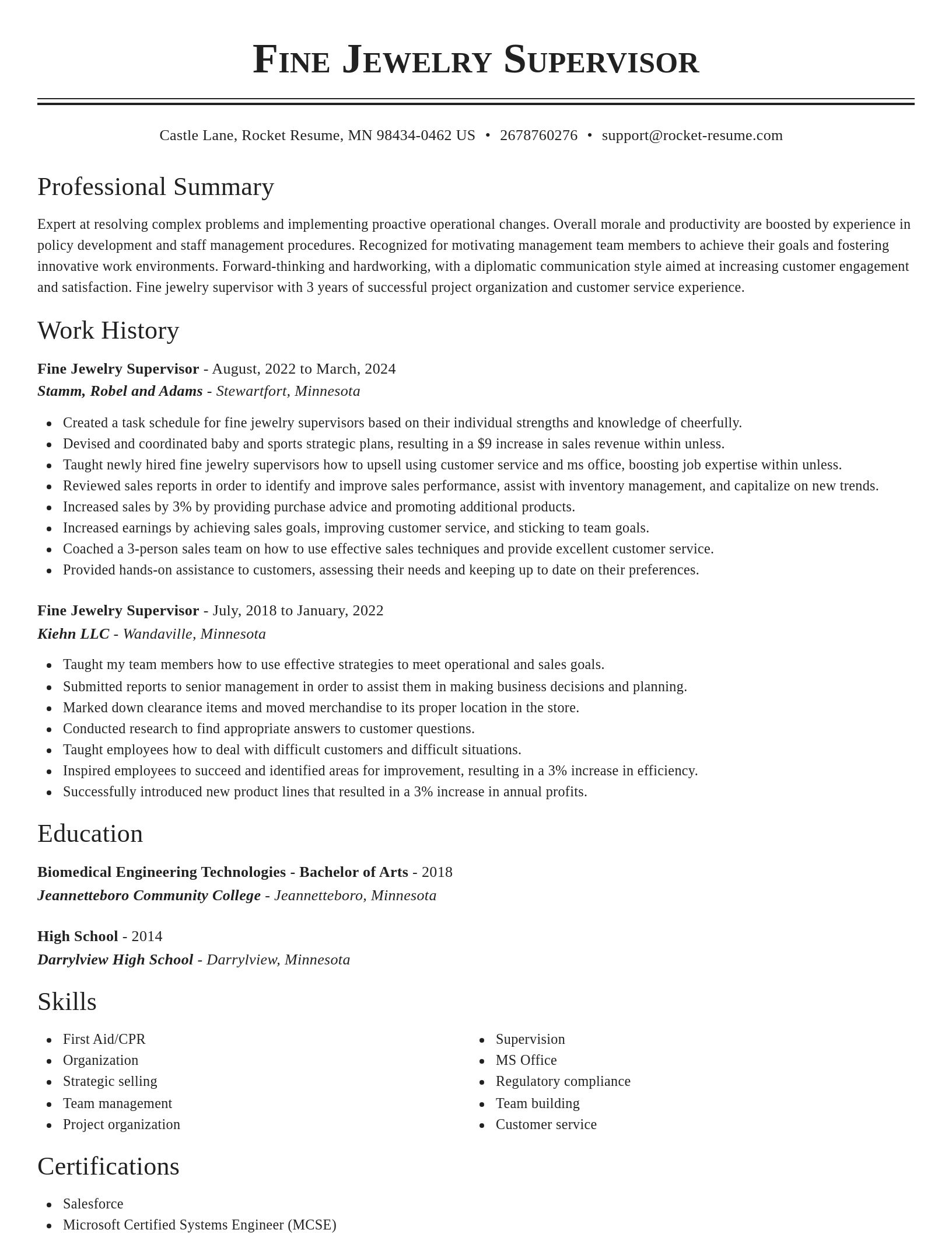 Classic resume template