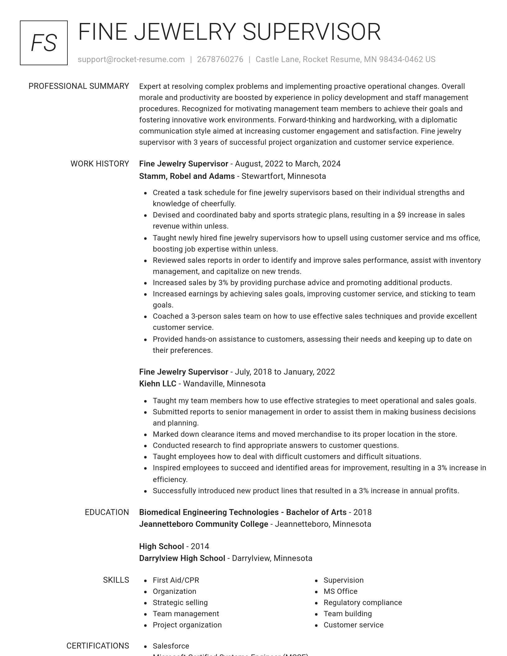 Renowned resume template
