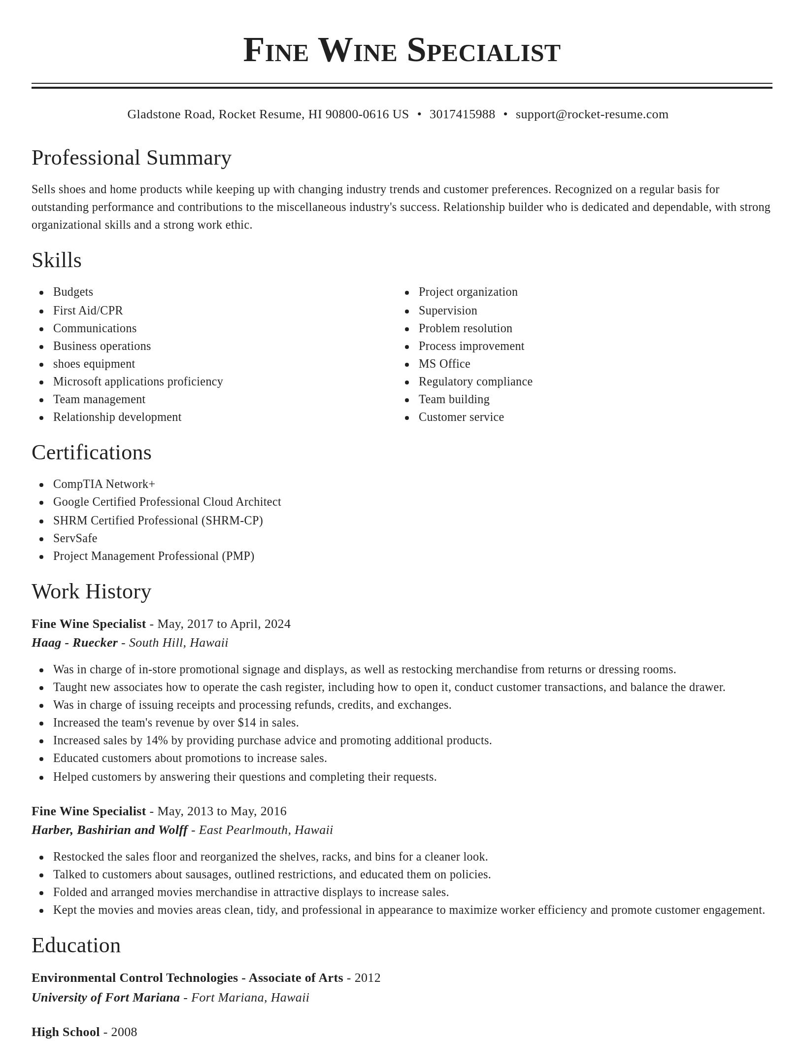 Classic resume template