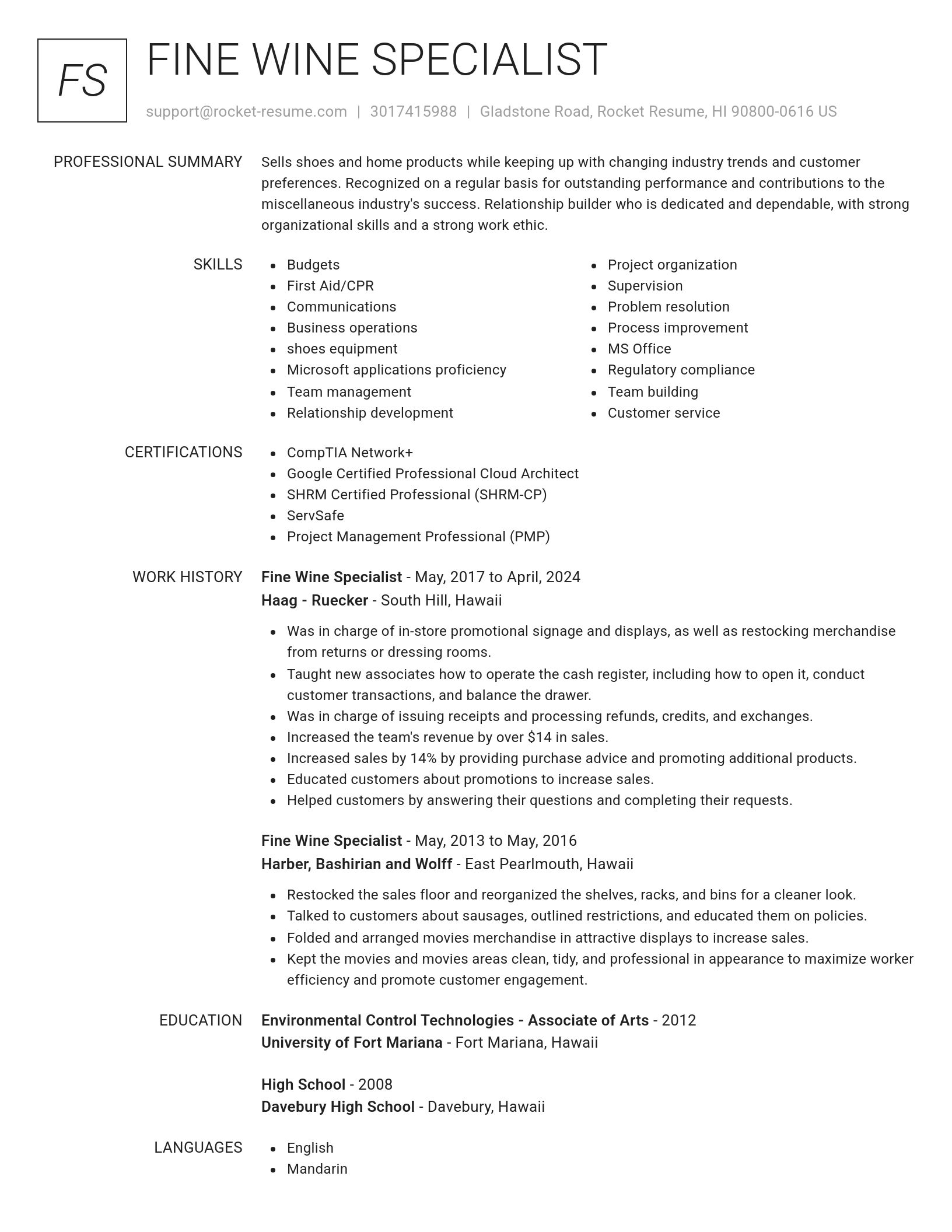 Renowned resume template