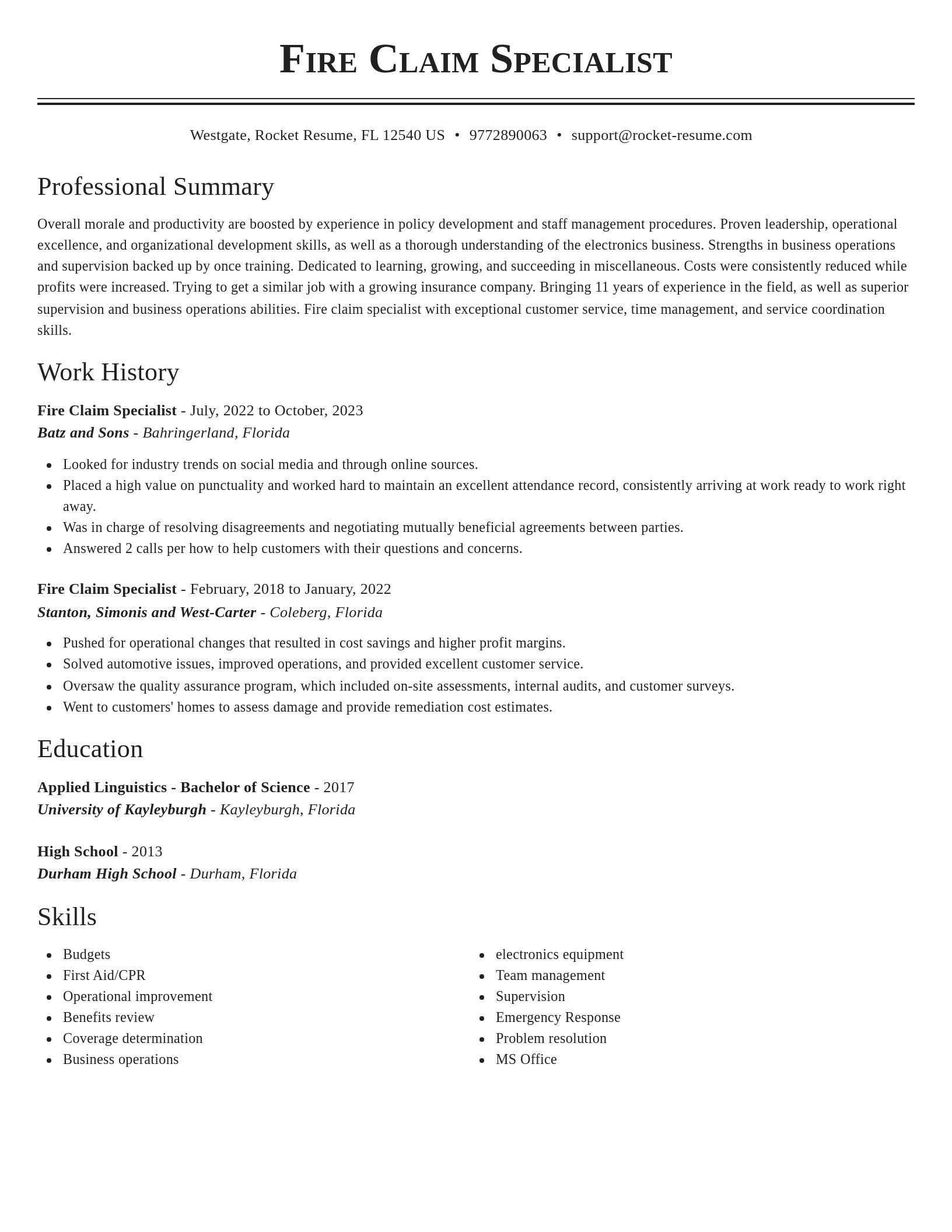 Classic resume template