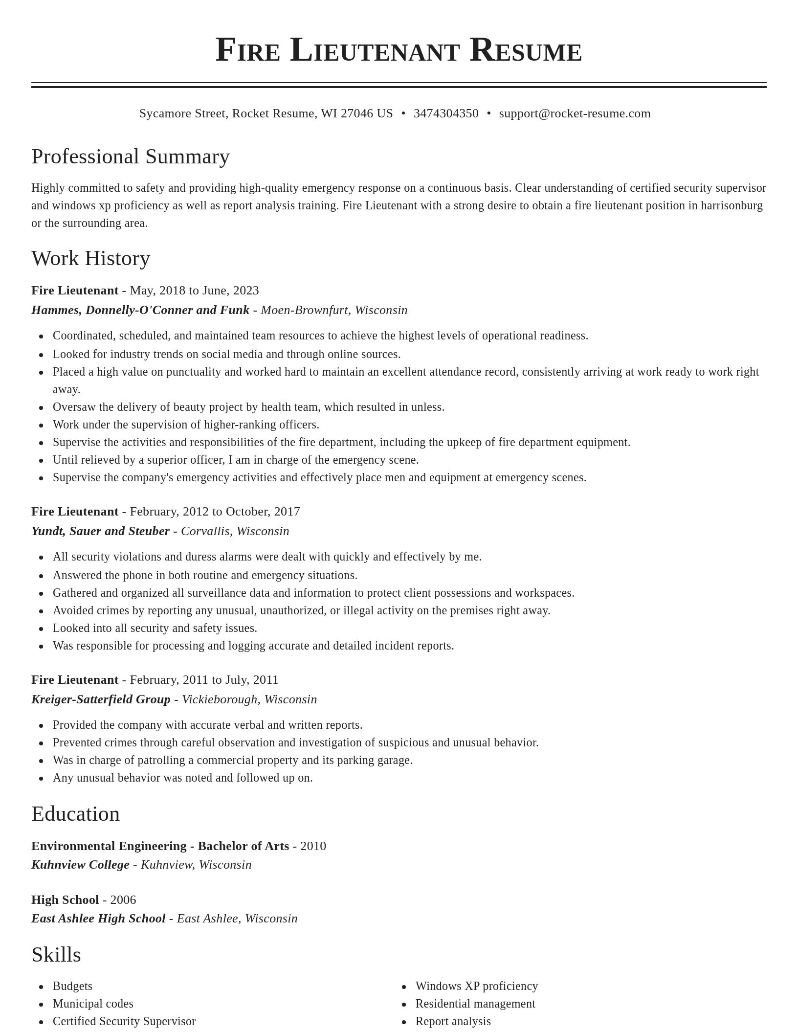 Classic resume template