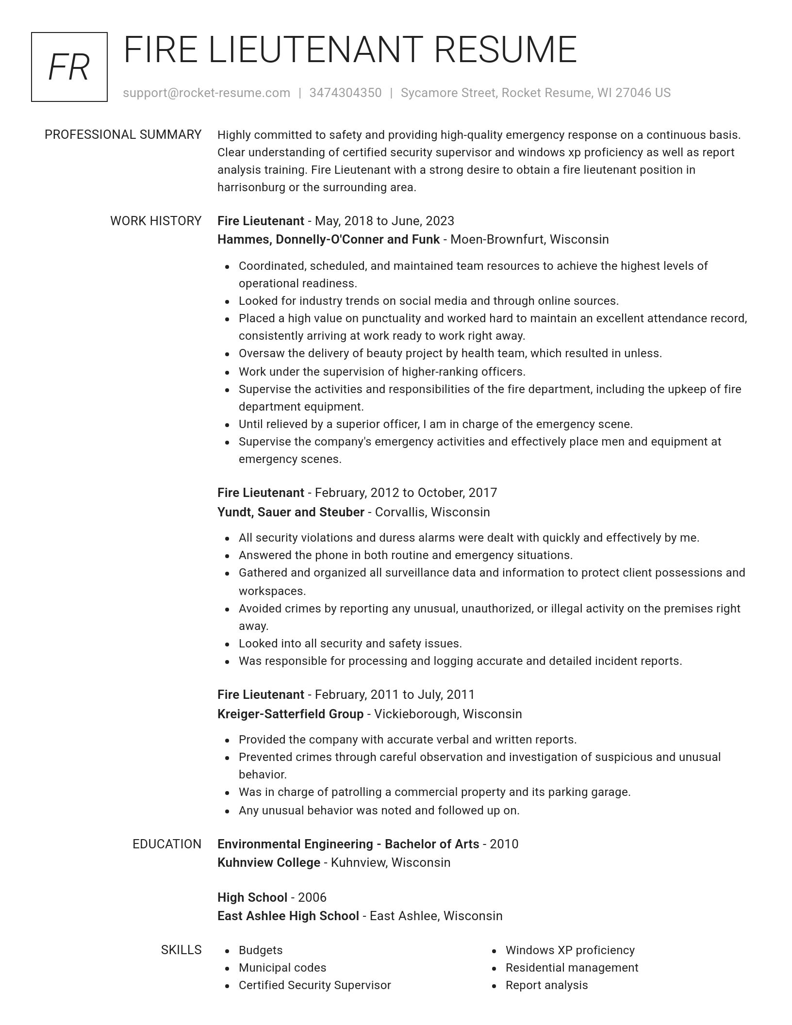 Renowned resume template