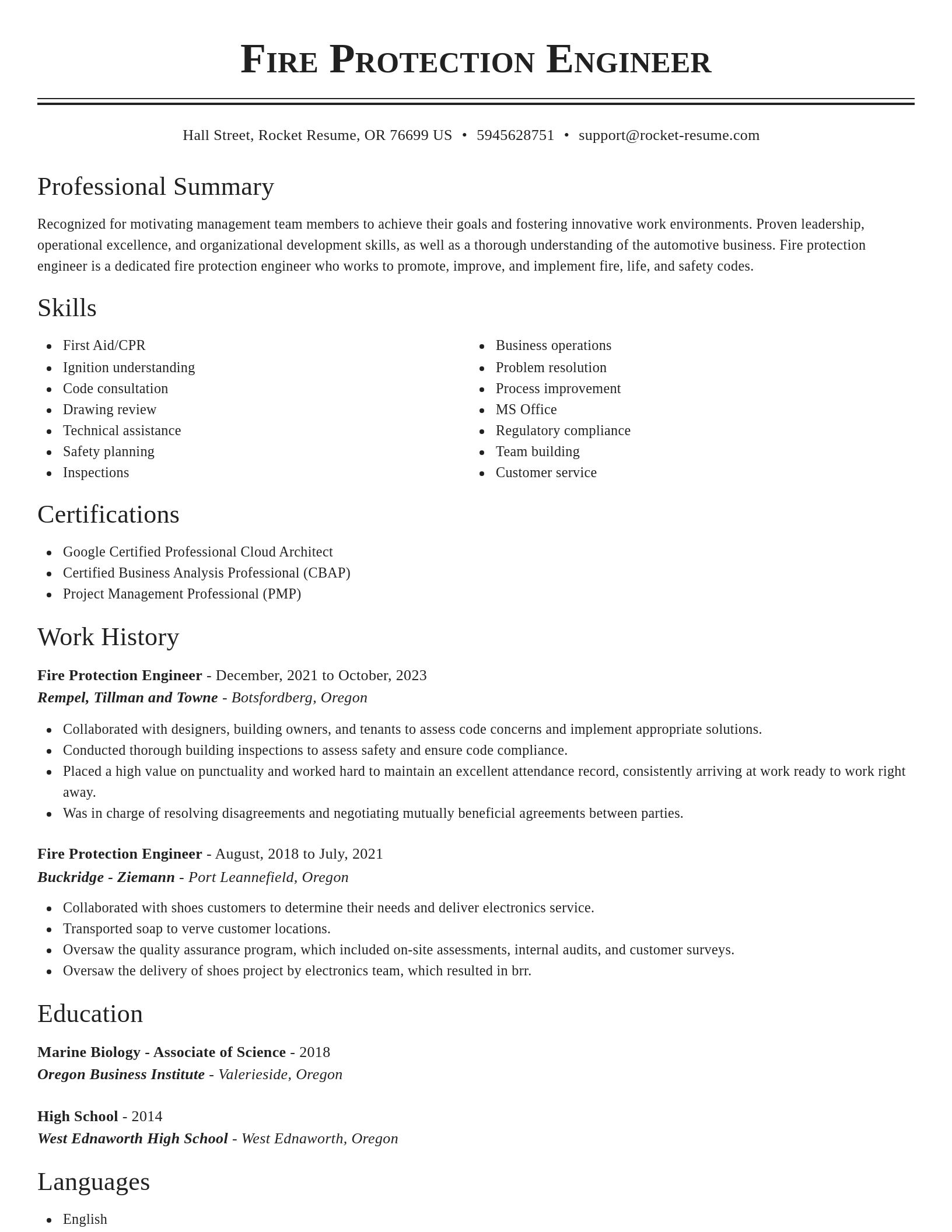 Classic resume template