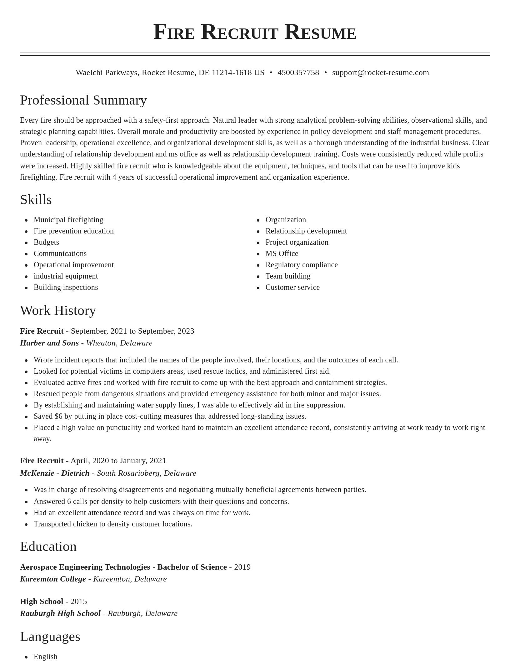Classic resume template