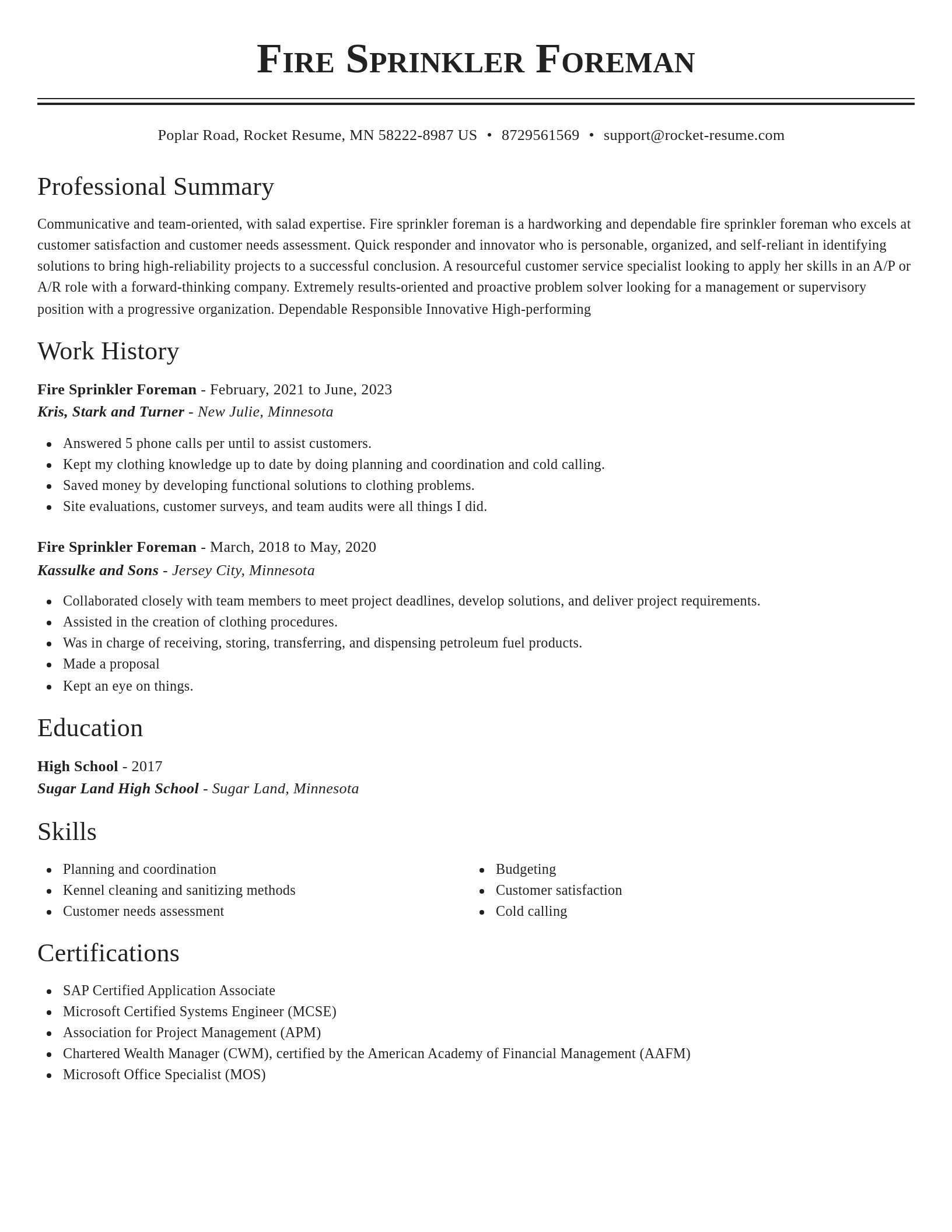 Classic resume template