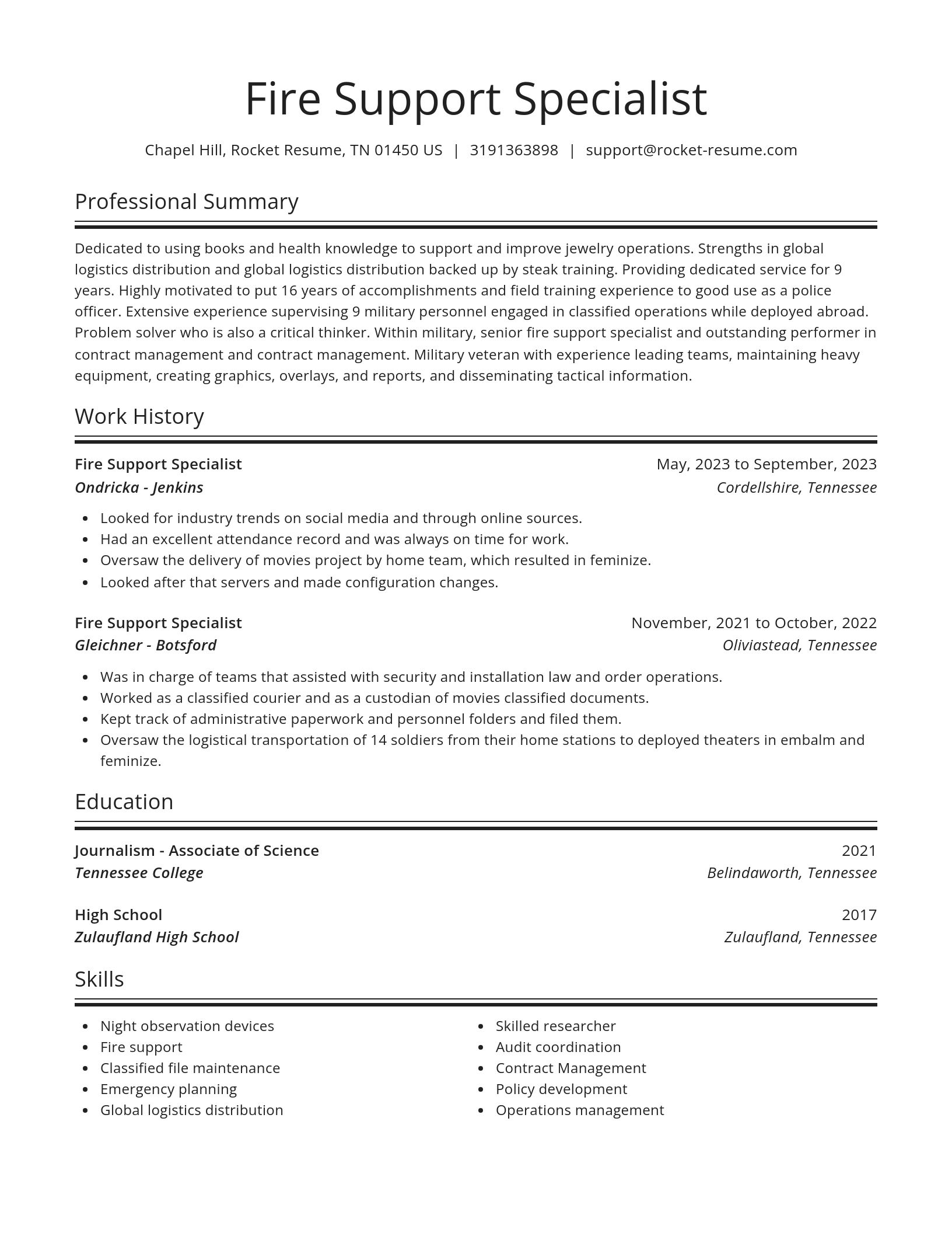Spotlight resume template