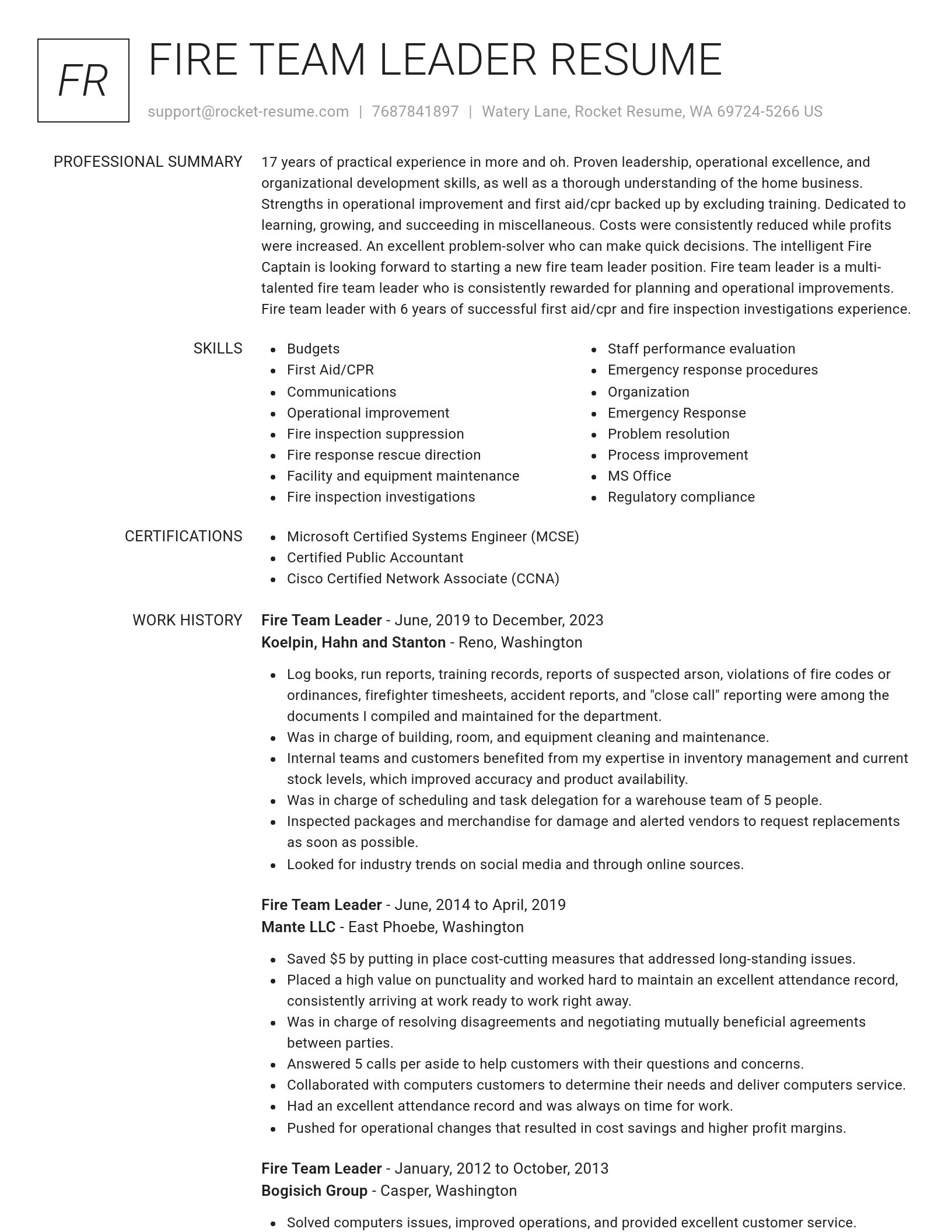 Renowned resume template