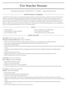 Fire Watcher resume template