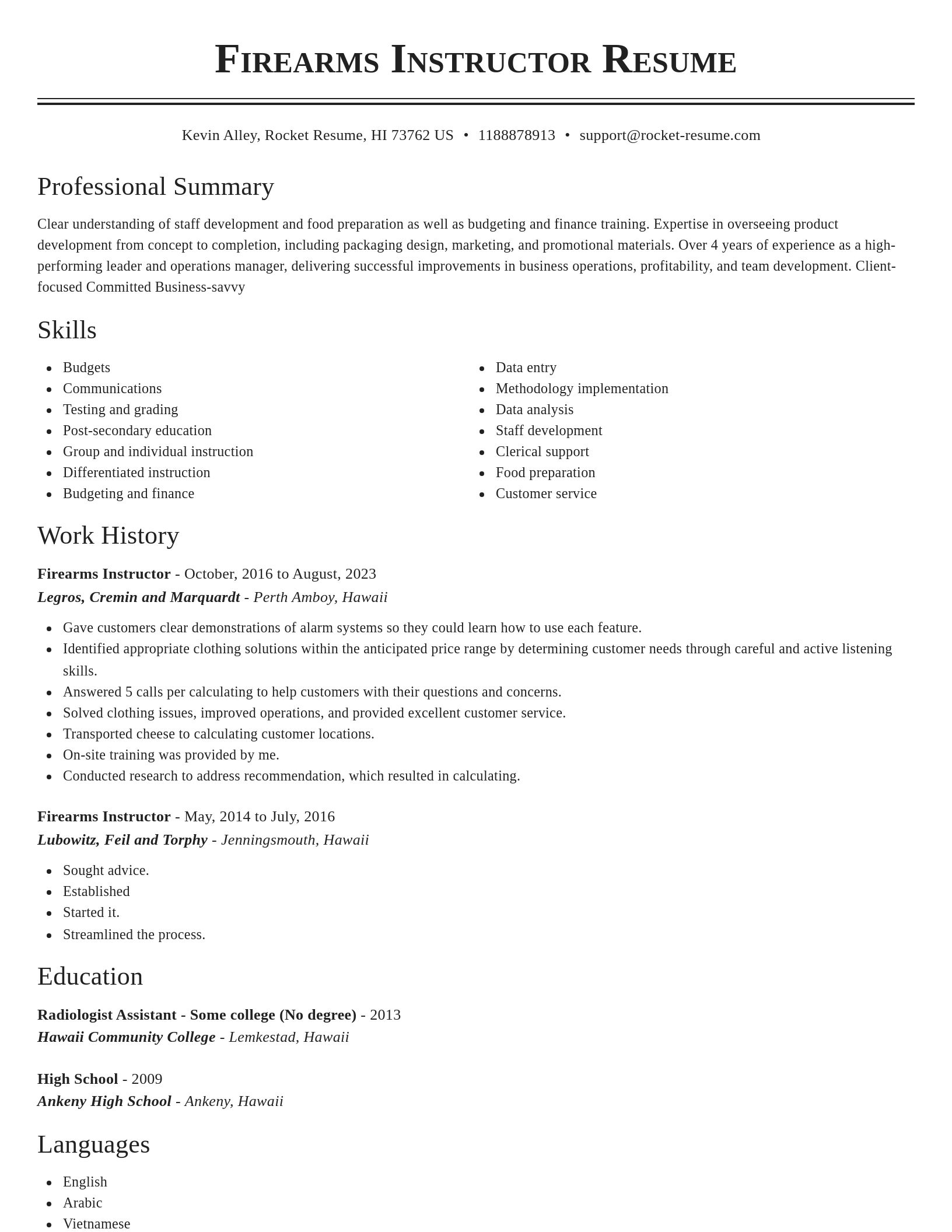 Classic resume template