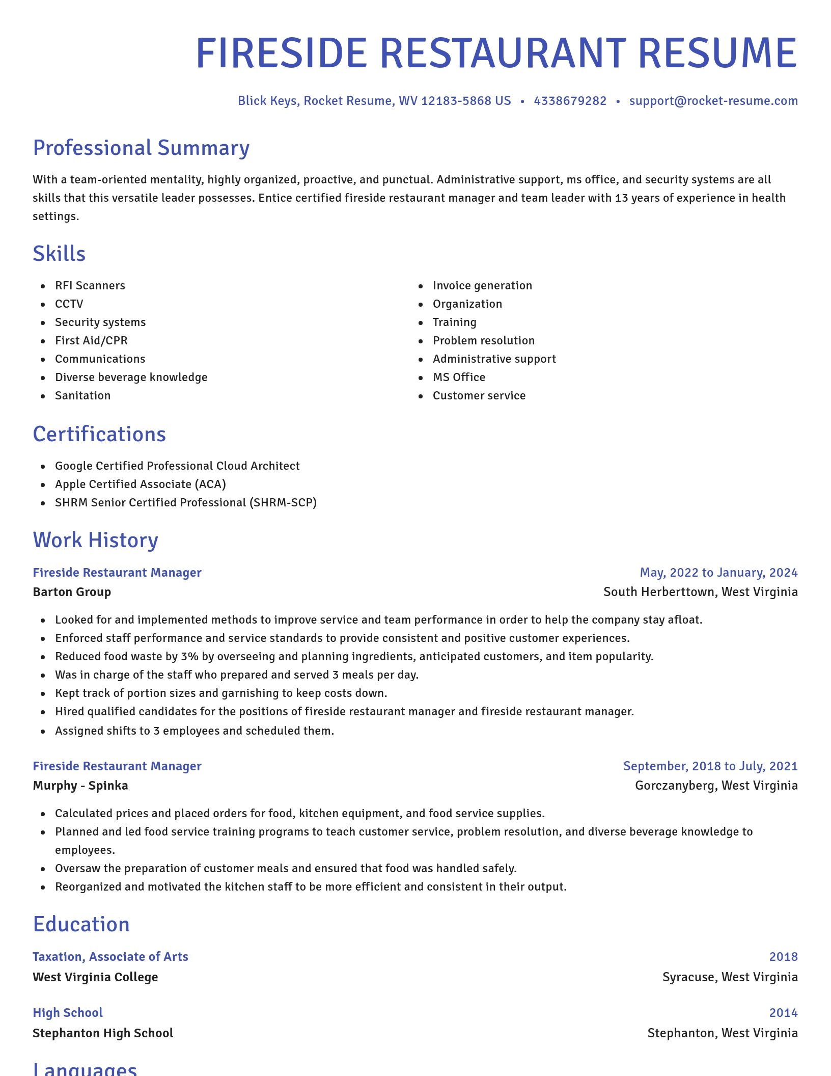 Novel resume template