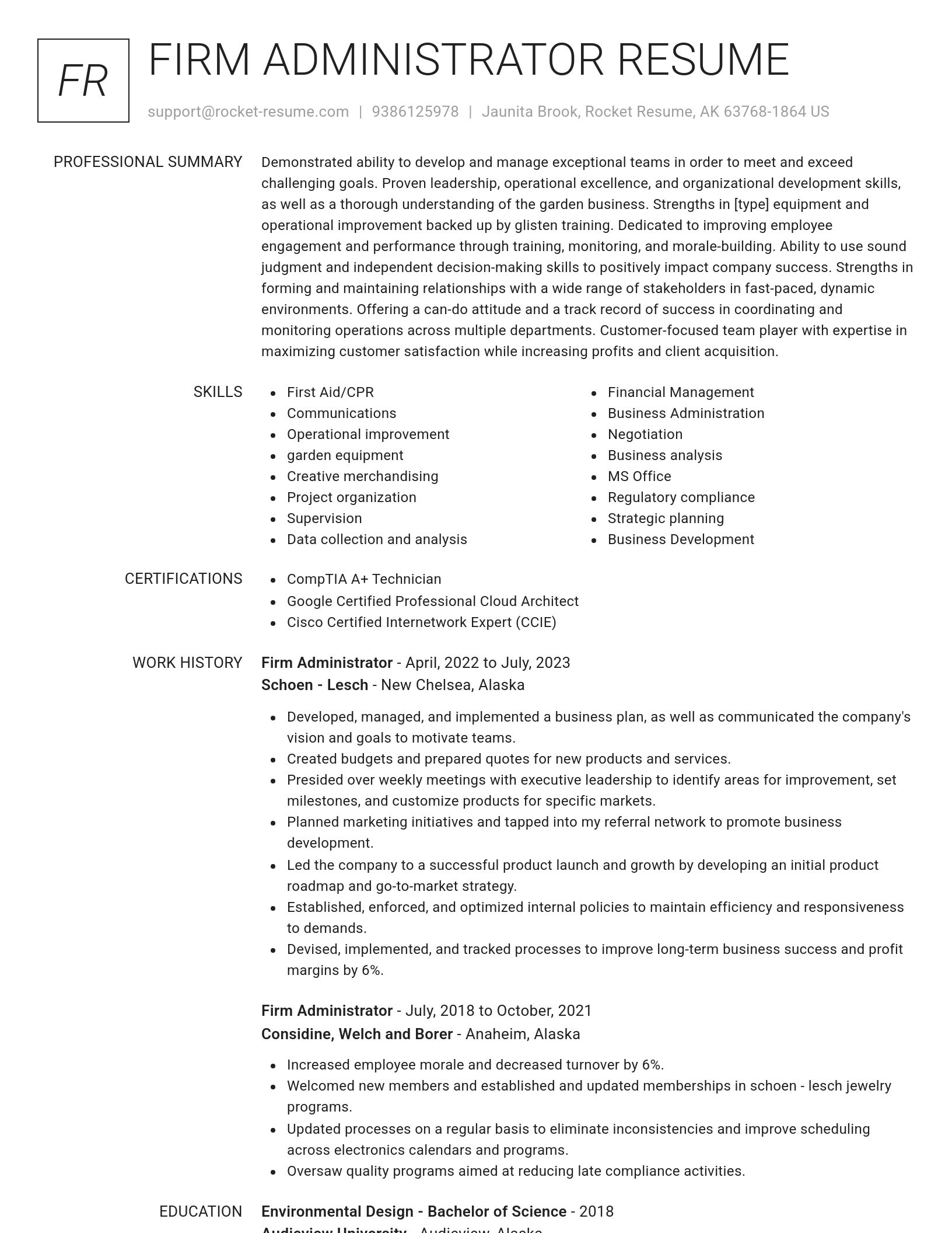 Renowned resume template