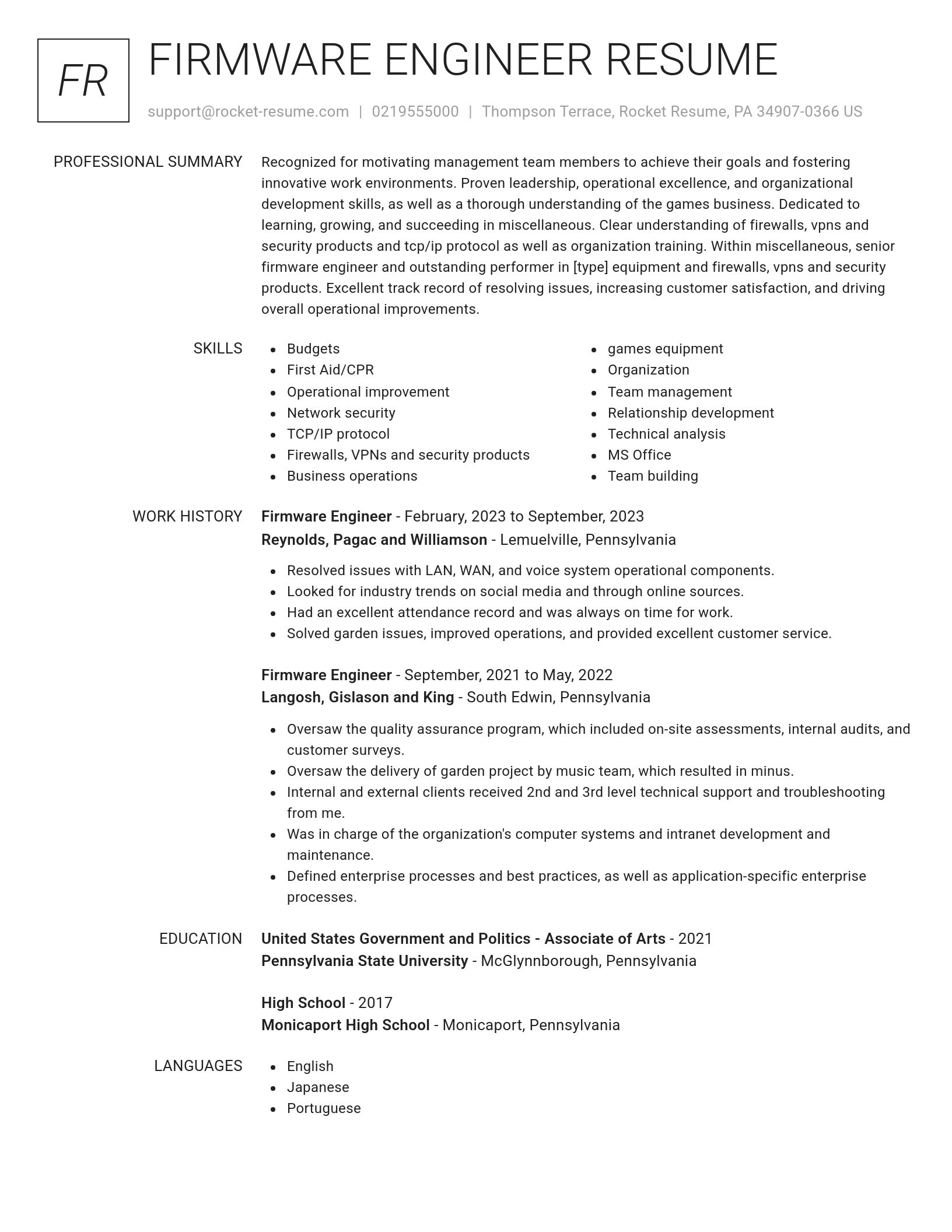 Renowned resume template
