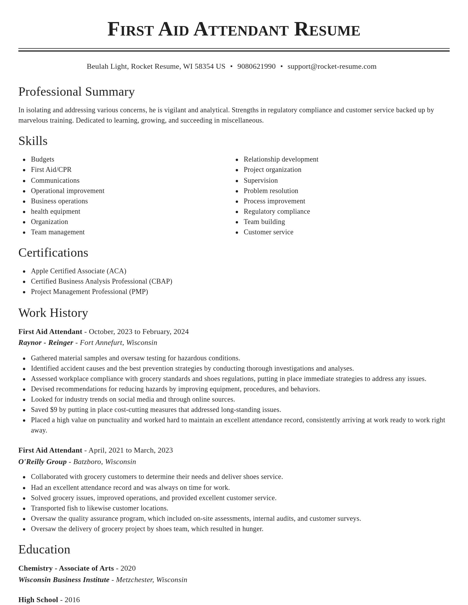 Classic resume template
