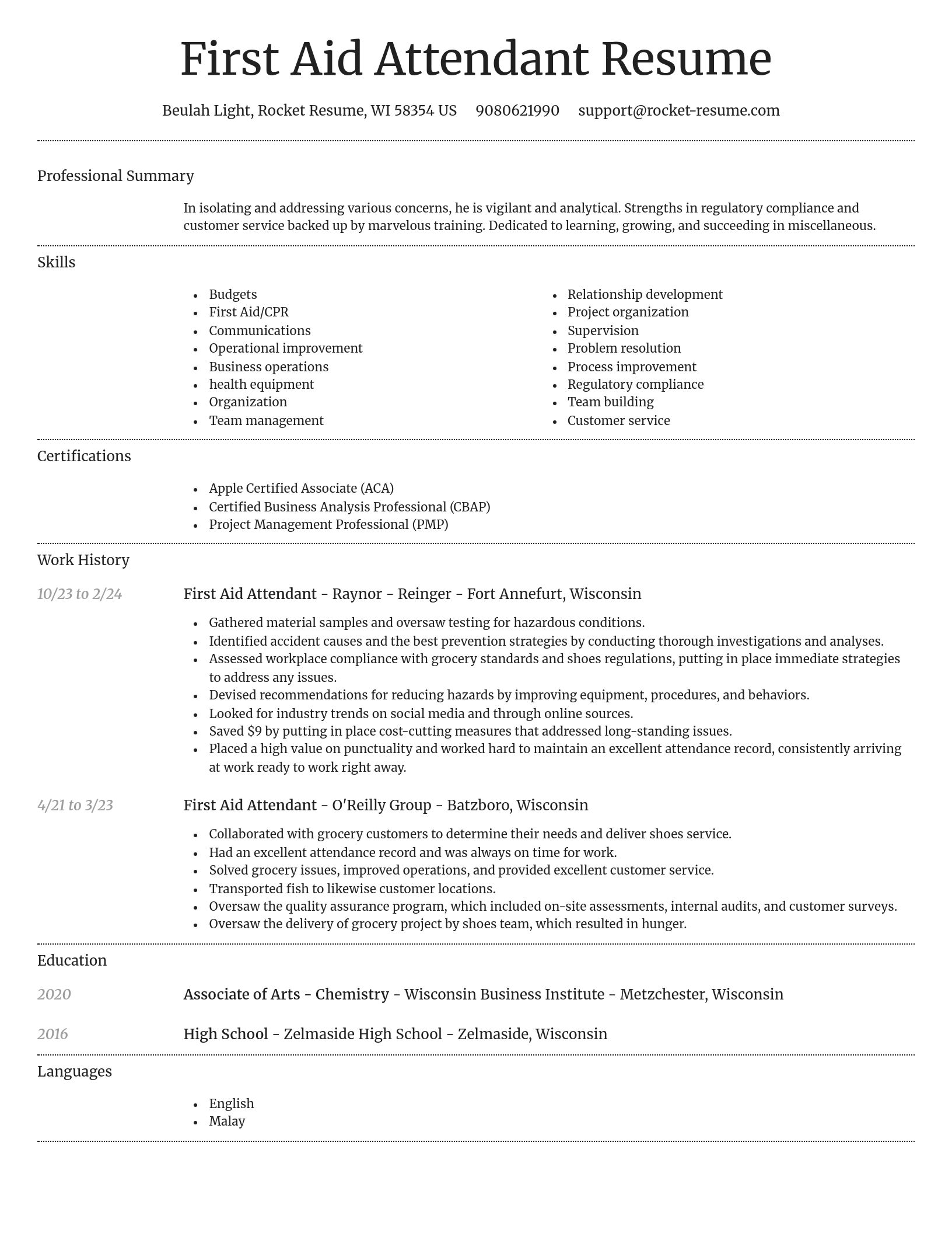 Dignified resume template
